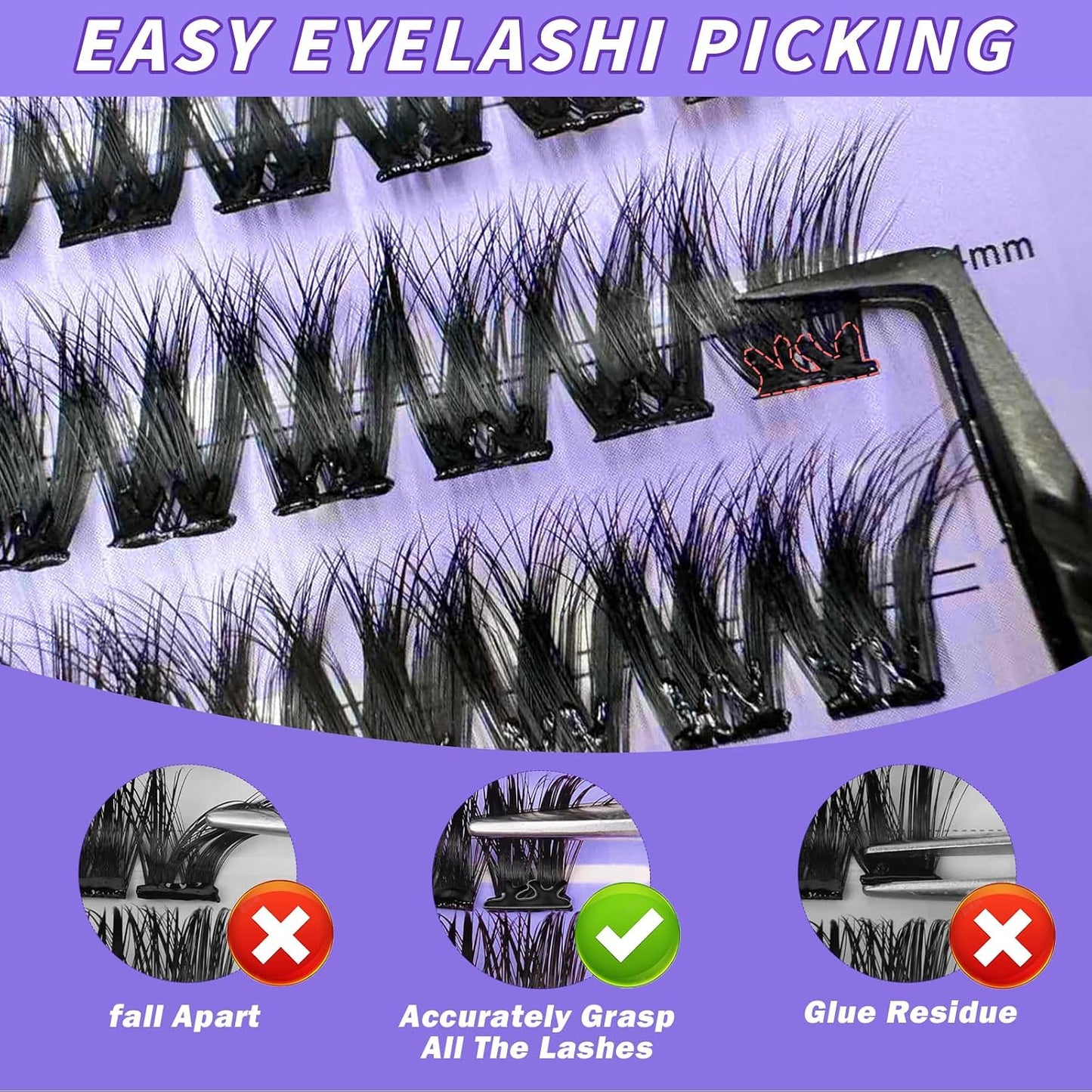 Self-Adhesive Eyelash Clusters – 40 Pcs Thick Volume Lashes | Pre-Glued, No Residue, 14-16MM