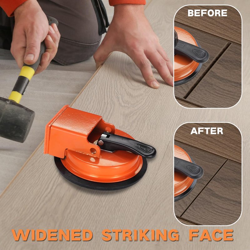 REXBETI Floor Gap Fixer Tool, Plank Gap Repair Kit, Upgraded Heavy Duty Suction Cup Laminate Flooring Tool, Widened Striking Face, 10pcs Sticky Pads for Fixer Laminate/Vinyl Flooring/Hardwood