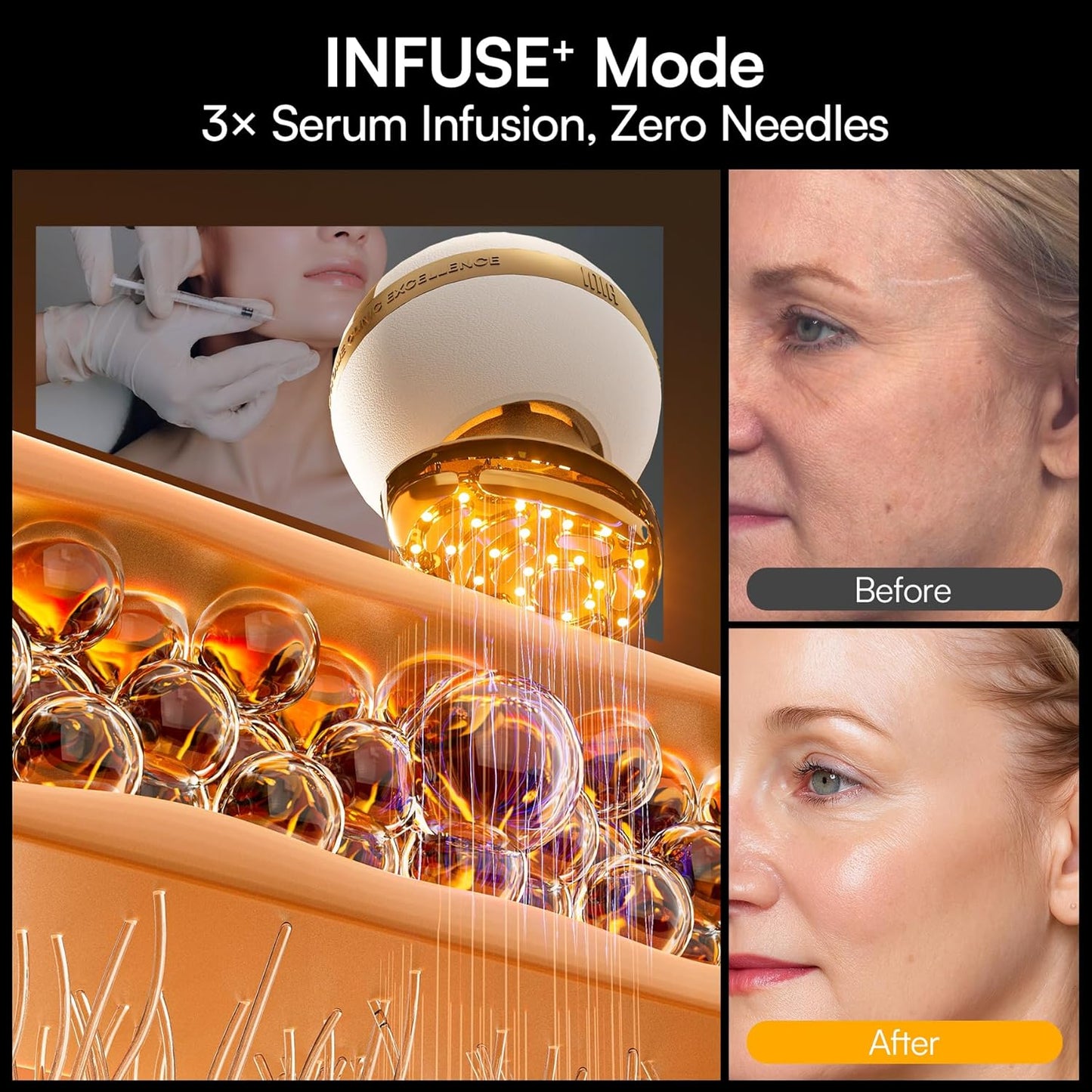 INIA SPHERA 8-in-1 Microcurrent Facial Device - Red Light & Cooling Tool for At-Home Skin Care | 5 Custom Modes