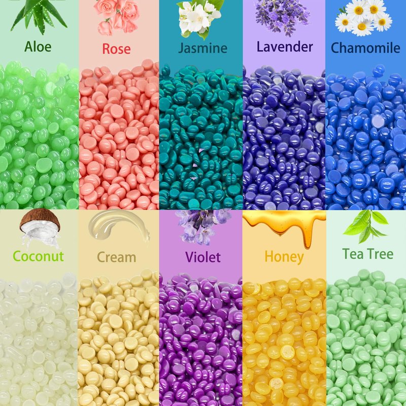 Wax Beads for Hair Removal, 1.3Lb/21oz Hard Wax for Eyebrow, Face, Bikini, Legs, Arms, Full Body Waxing with 10pcs Wax Spatulas, 6 Packs