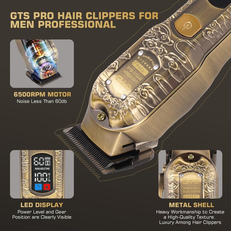 Professional Hair Clippers for Men - Cordless Barber Clippers with LCD Display & Precision Trimmer | Travel Case Included