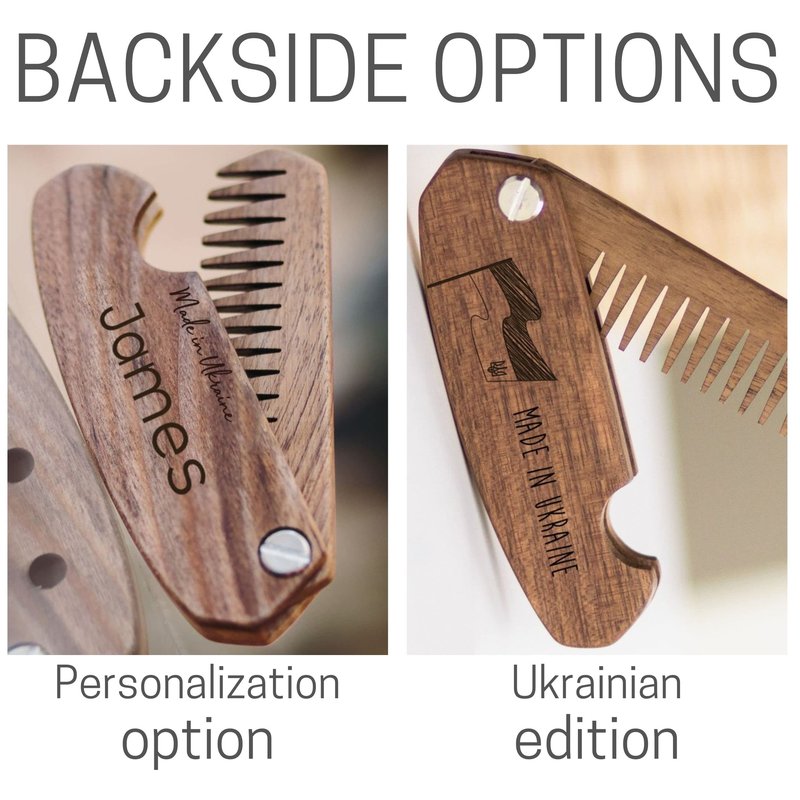 Beard Comb Personalized Gifts Anniversary Gift Wooden Brush Custom Comb Groomsmen Gift Hair Brush Pocket Brush Birthday Gift for Boyfriend (Walnut, Half Skull)
