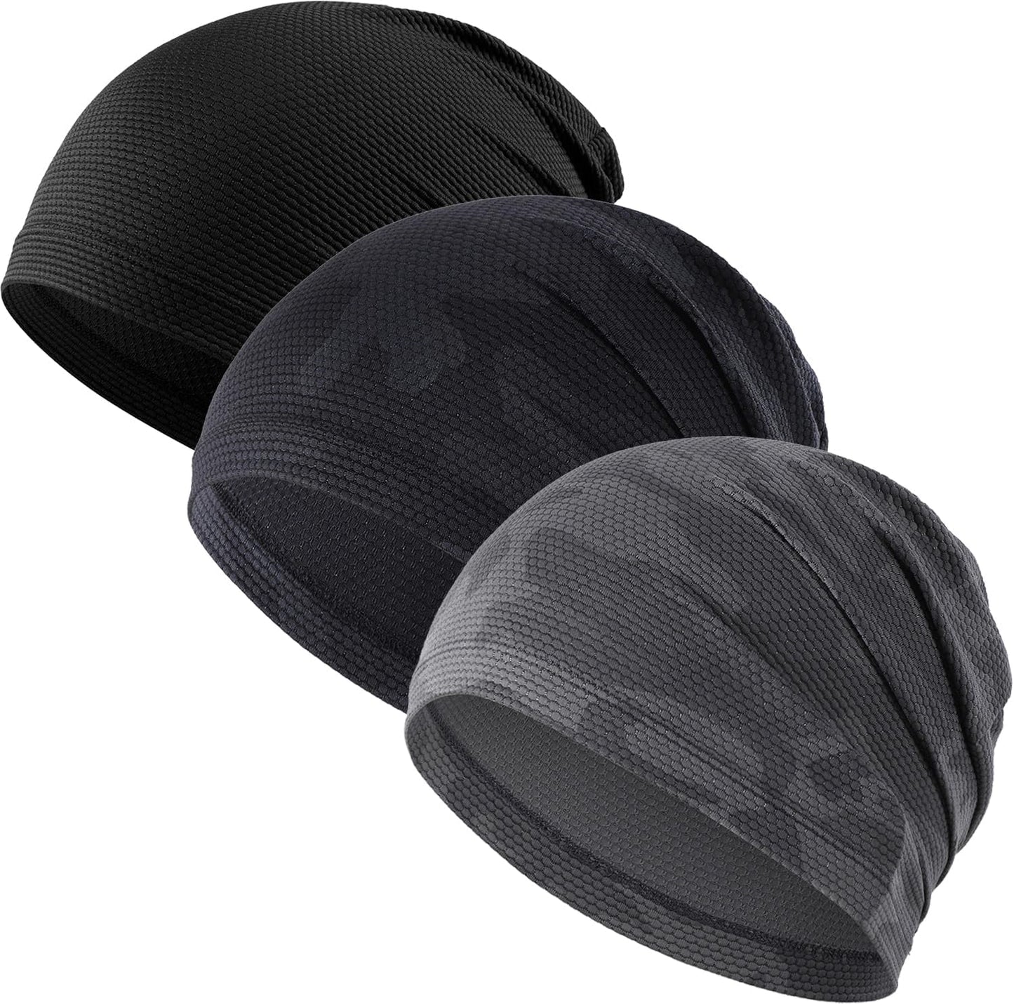 WTACTFUL 3-Pack Cooling Skull Caps - Breathable 3D Mesh Running Hats for Men & Women | Summer & Winter Use