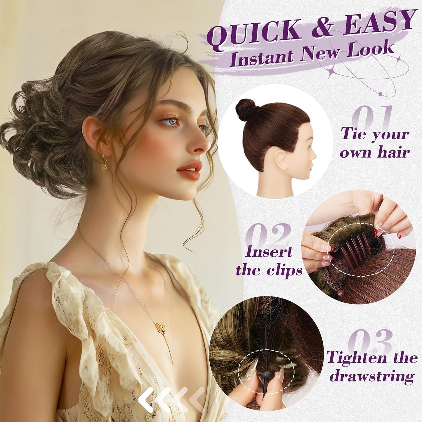 Dark Brown Ponytail Extension - 10 Inch Wavy Drawstring Hairpiece for Women | Synthetic Clip-In Ponytail