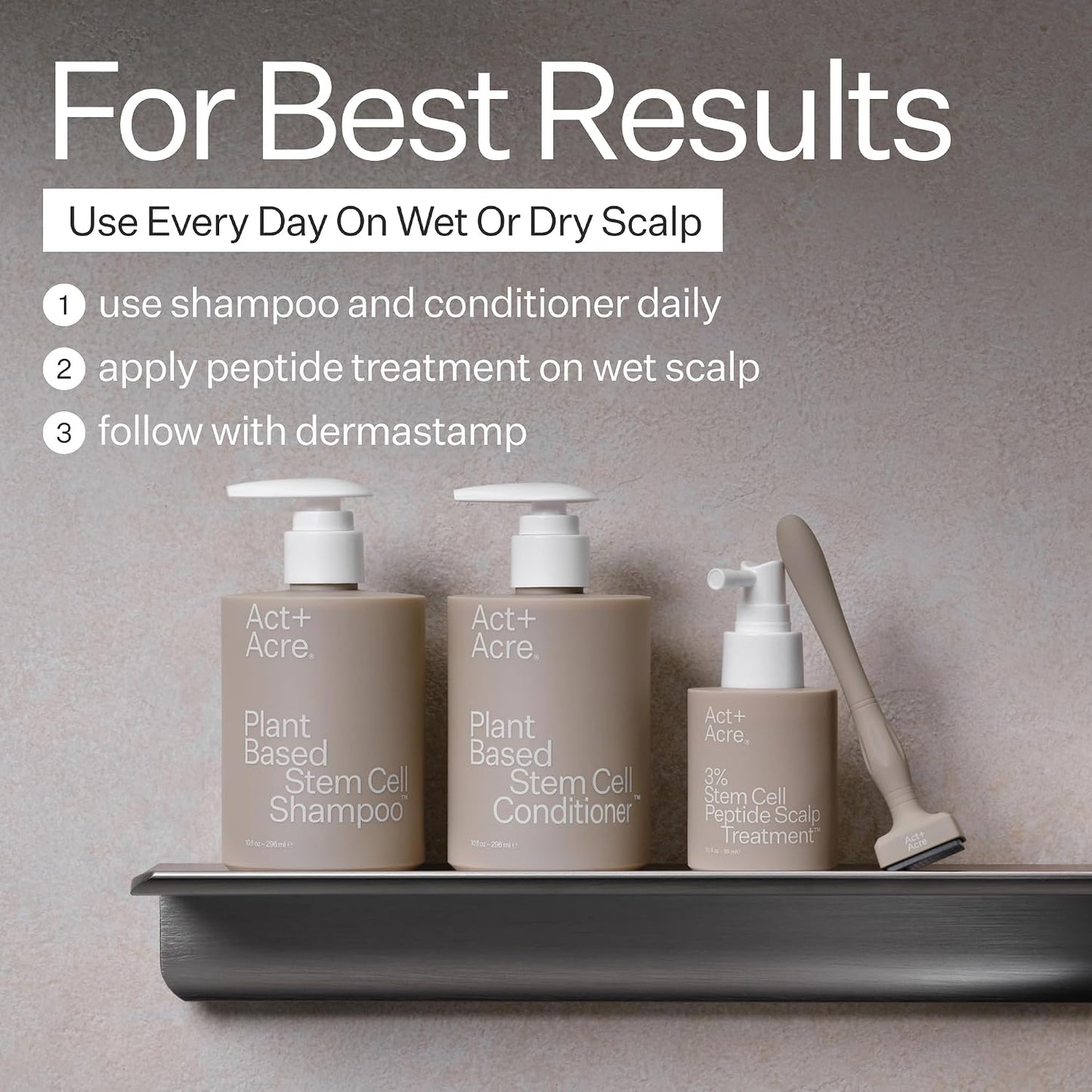 Act+Acre Stem Cell Conditioner - Strengthens & Hydrates Fine Hair | Lightweight, Vegan, Color Safe | 10 Fl Oz