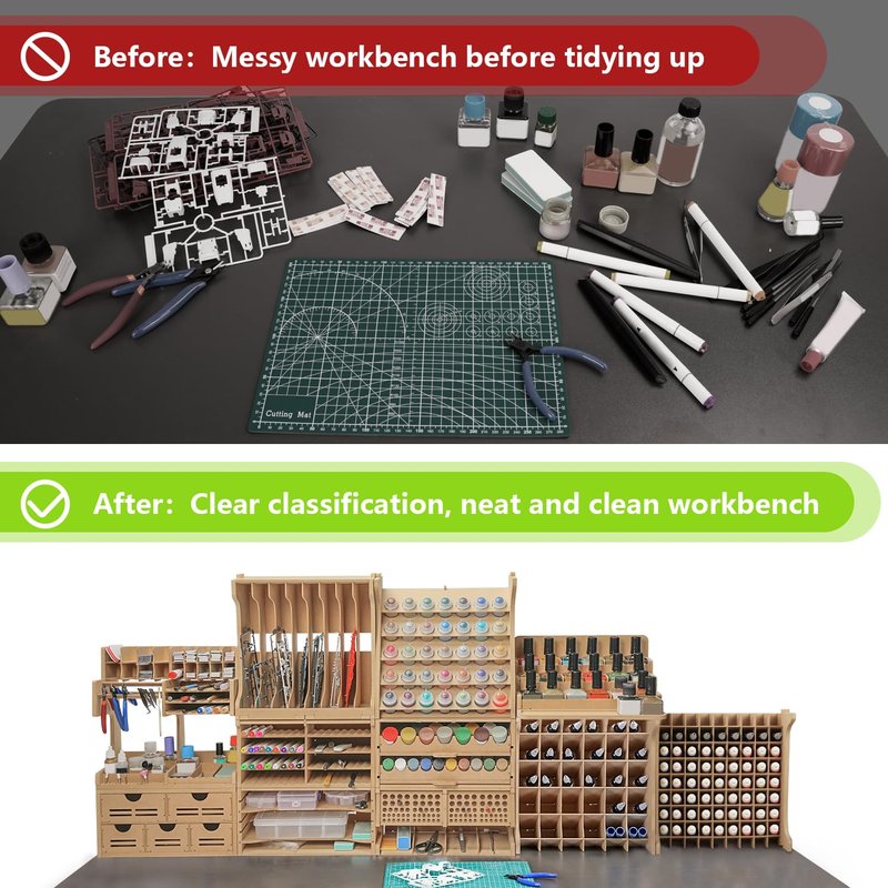 Bucasso Parts Shelf for Gundam, DIY Model Making Accessories, MDF Material, Wooden Runner Stand for Hobby Model Making Parts, GK7