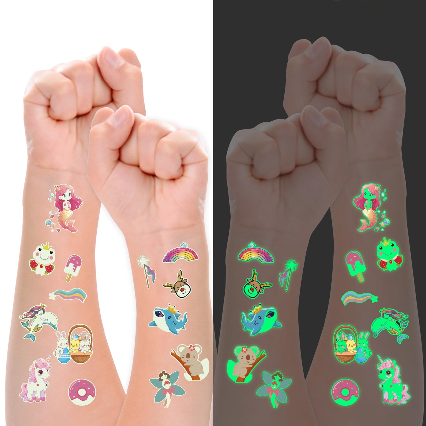 Keikihipa 380pcs Luminous Temporary Tattoos for Kids Gift Party Favors
