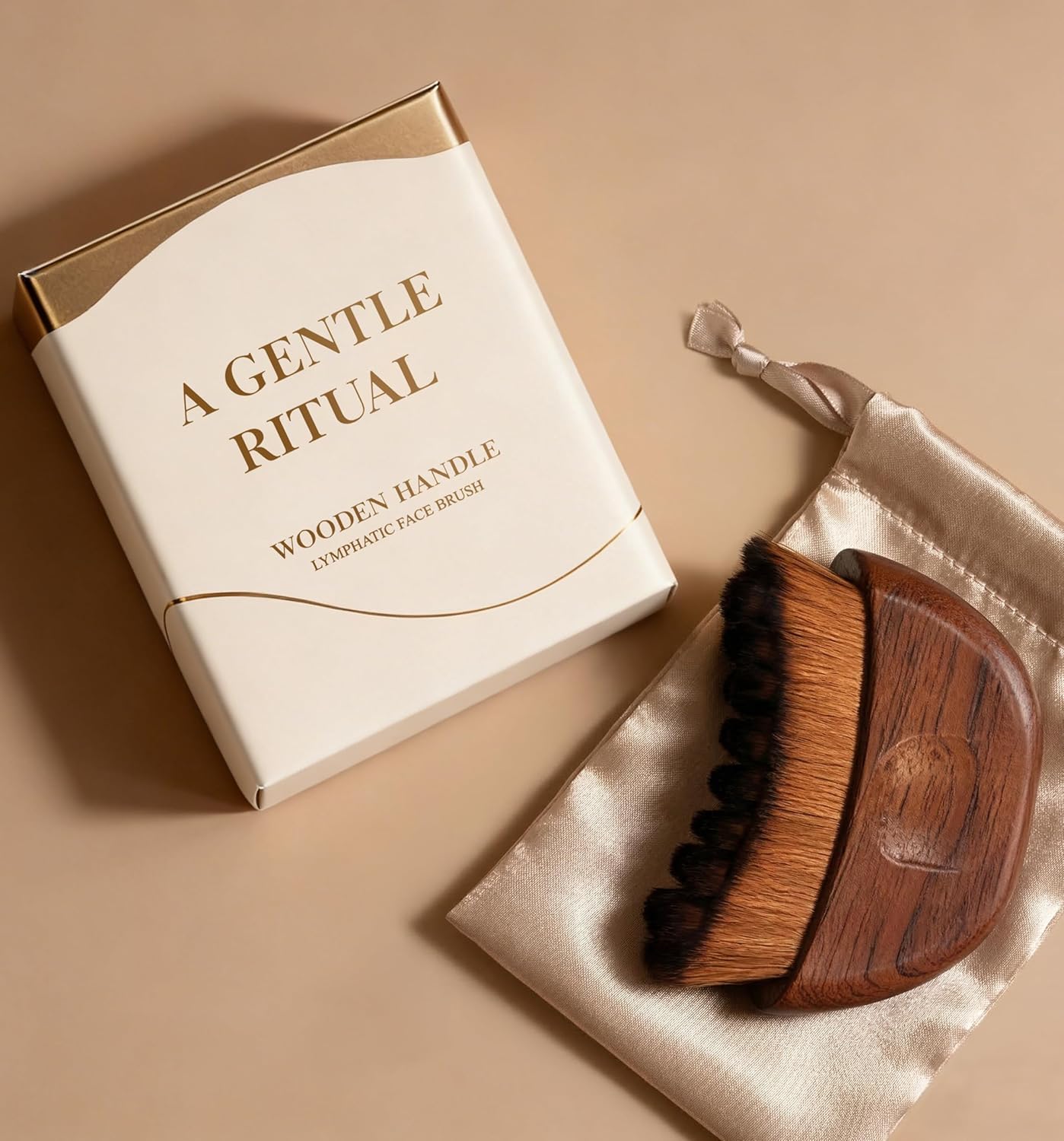 Lymphatic Contour Face Brush Set - Wooden Handle Sculpting Gua Sha & Dry Brushing Tool | Depuff & Lift for Face, Neck, Chin