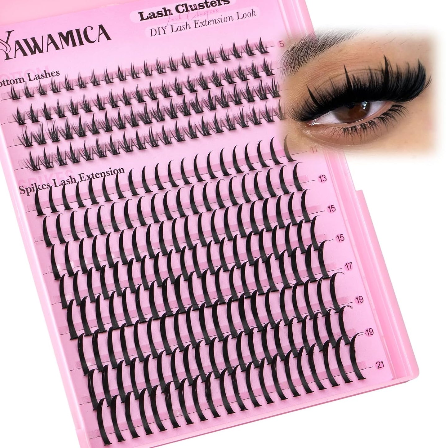 Fluffy Lash Clusters - 10-14mm D Curl Individual Eyelash Extensions | Thick 200D Volume for Soft Glam