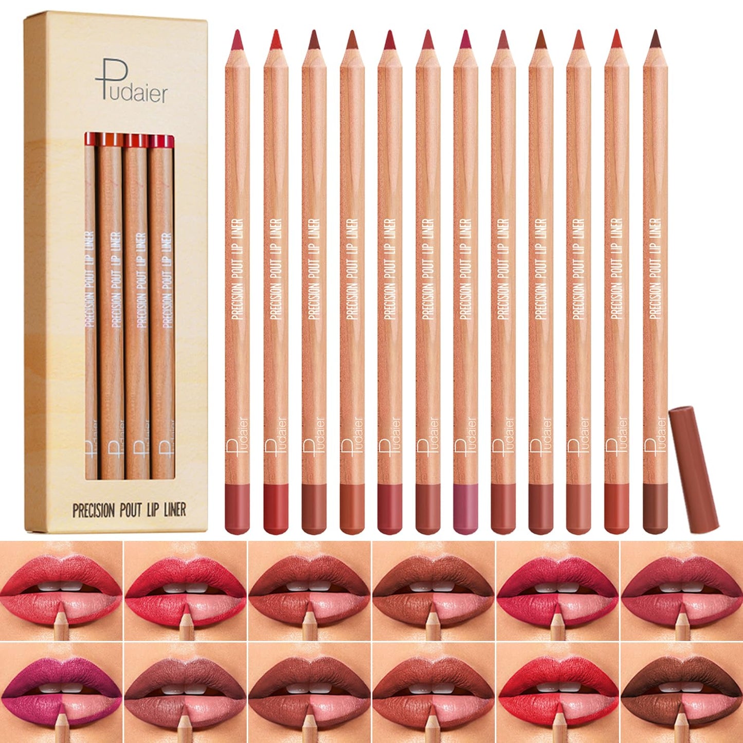 Matte Lip Liner Set - 12 Vibrant Colors | Long-Lasting Waterproof & High Pigment Lip Pencils for Daily Makeup
