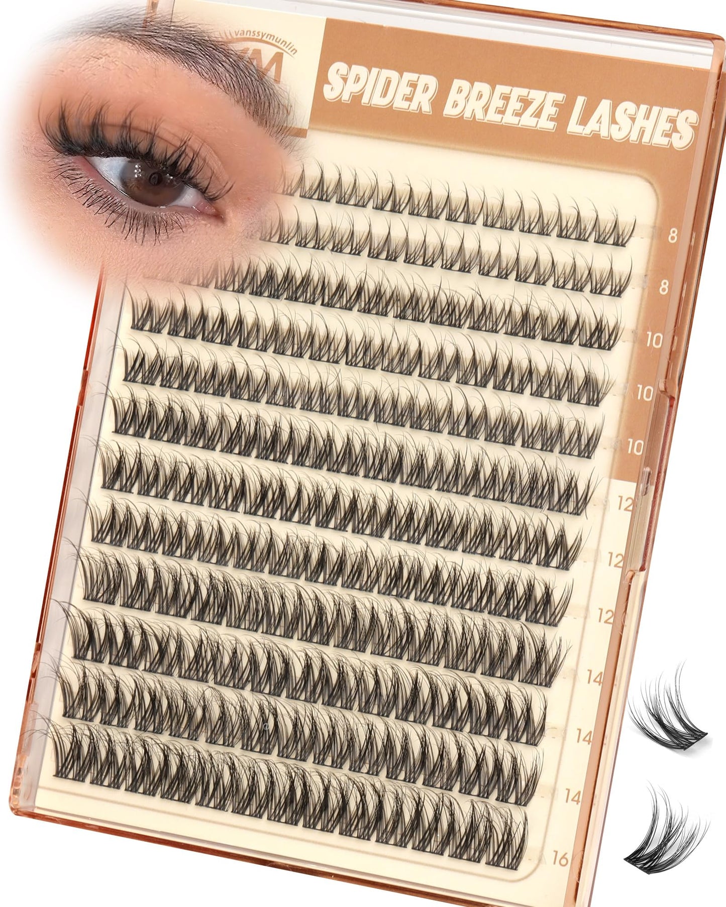 Wispy Spider Lash Clusters, Natural Breeze Eyelash Clusters CD Curly Lashes Cluster 8-16mm Spider Cluster Eyelash Extensions Reusable Venus Individual Lashes for Beginners DIY at Home by Vanssymunlin