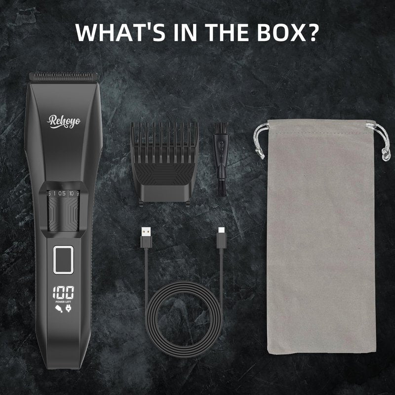 REHOYO Beard Trimmer for Men Adjustable: Professional Cordless Trimmer with 20-Length Dial – Waterproof Hair Clippers w/Stainless Steel Blades for Beard, Mustache & Face Grooming, Black
