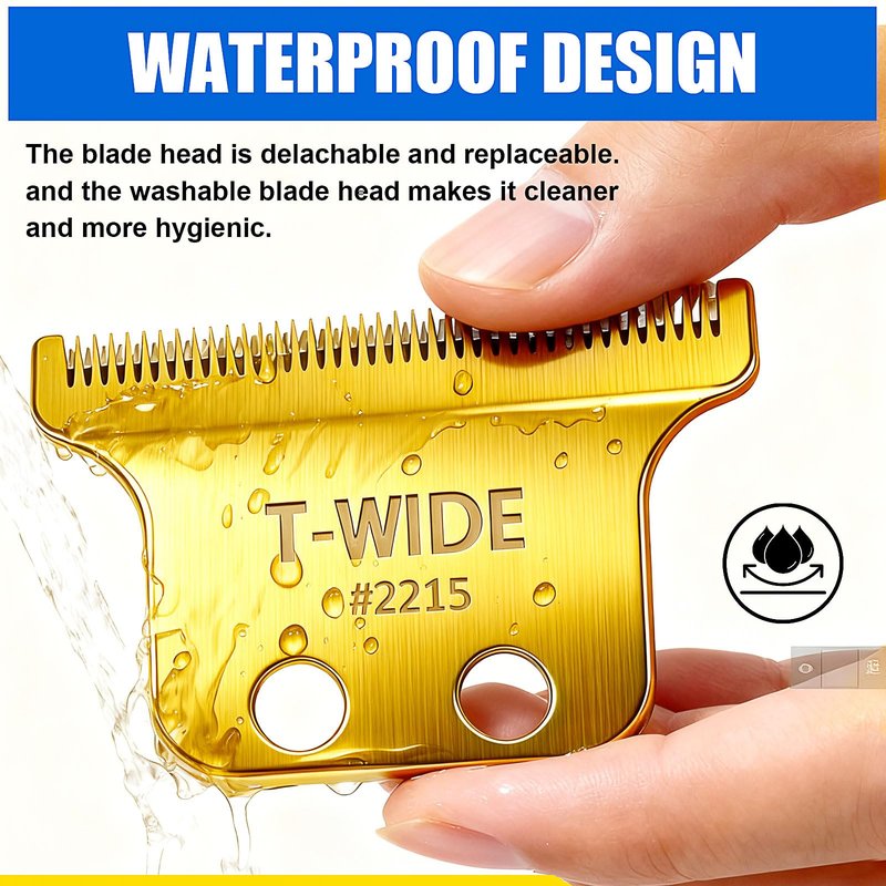 2215 Replacement T Wide Blades Compatible with Wahl 5 Star Detailer Li Trimmer(8081) and (8171) - Adjustable Stainless-steel Zero-Gap Trimmer Blade ((1PC-Gold)