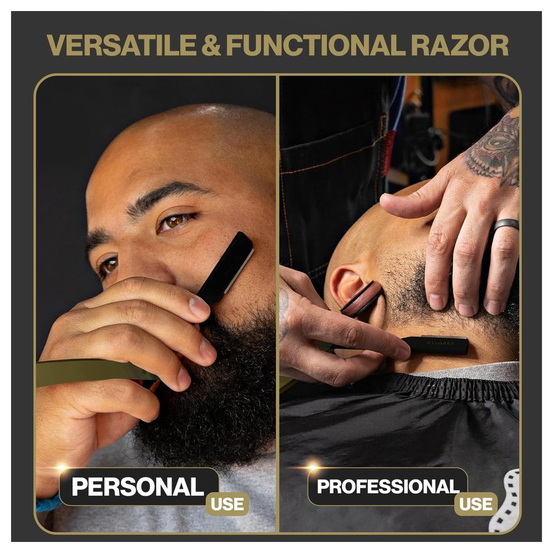 GRAVITY RAZORS Professional Straight Razor Kit – Ultra Exposure, Includes 10 Premium Blades, 2mm Exposed, Gold & Black