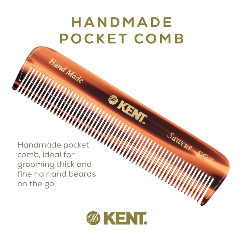 Kent Set of 3, 81T Small Beard and Mustache Comb, Fot All Fine Pocket Comb and PF22 Hair Brush and Beard Bruh, Best Beard and Mustache Grooming Kit for Travel and Home Beard Care, Made in England