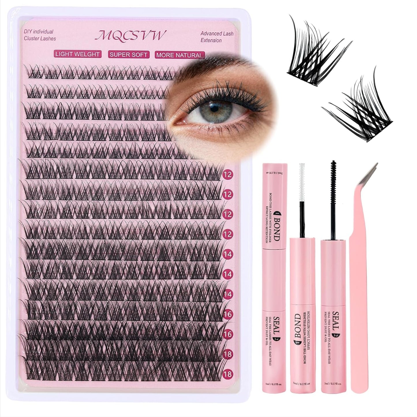 Lash Clusters - 80D & 100D Long 10-21mm Eyelash Extensions Kit | Wispy Thick Volume 300pcs Individual Lashes