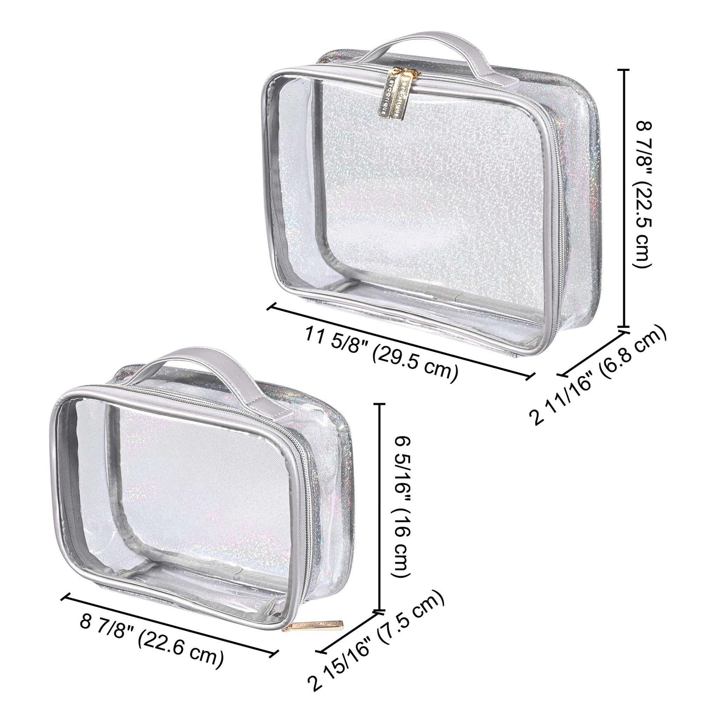 BYOOTIQUE 4in1 Rolling Makeup Train Case with 2 PCS Clear Cosmetic Toiletry Bag for Makeup Artist, CB Shadows