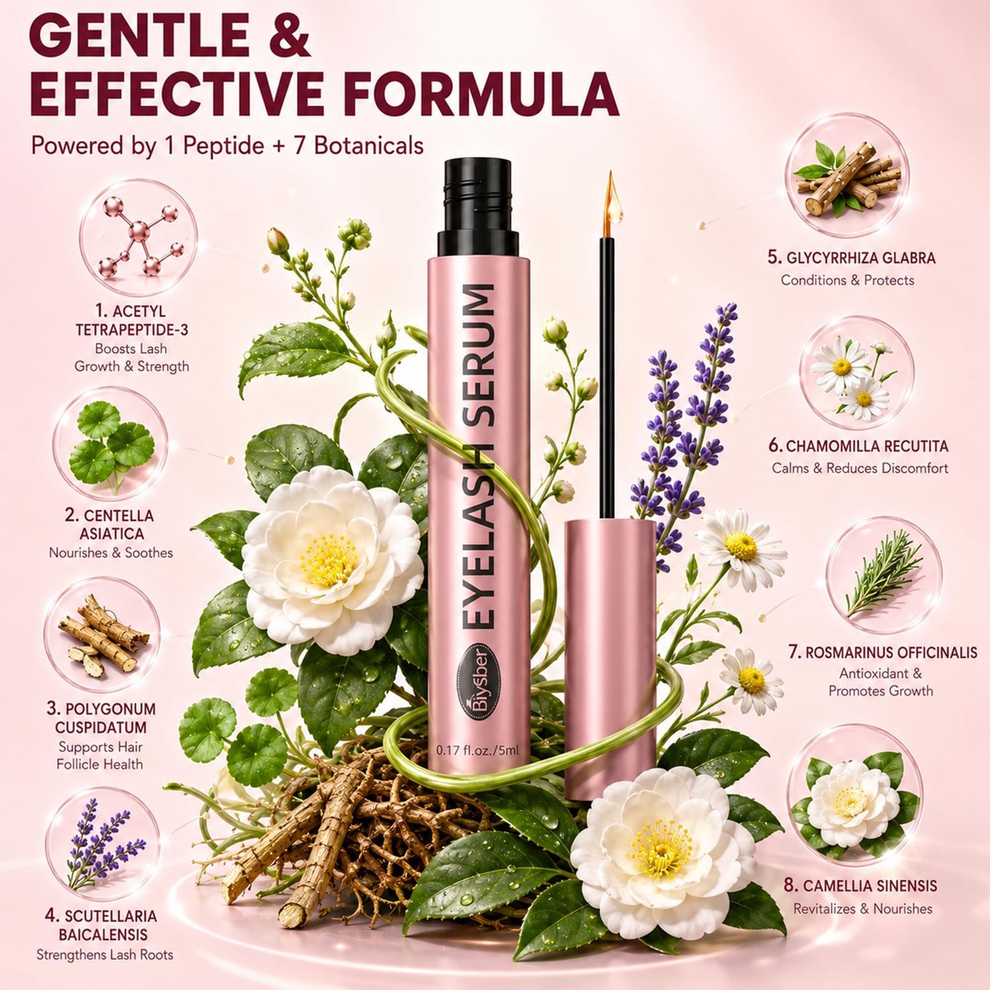 Lash Serum for Eyelash Growth: Premium Eyelash Growth Serum with Advanced Formula to Boost Longer Fuller and Thicker Lashes and Eyebrows - Gentle & Vegan for Sensitive Eyes