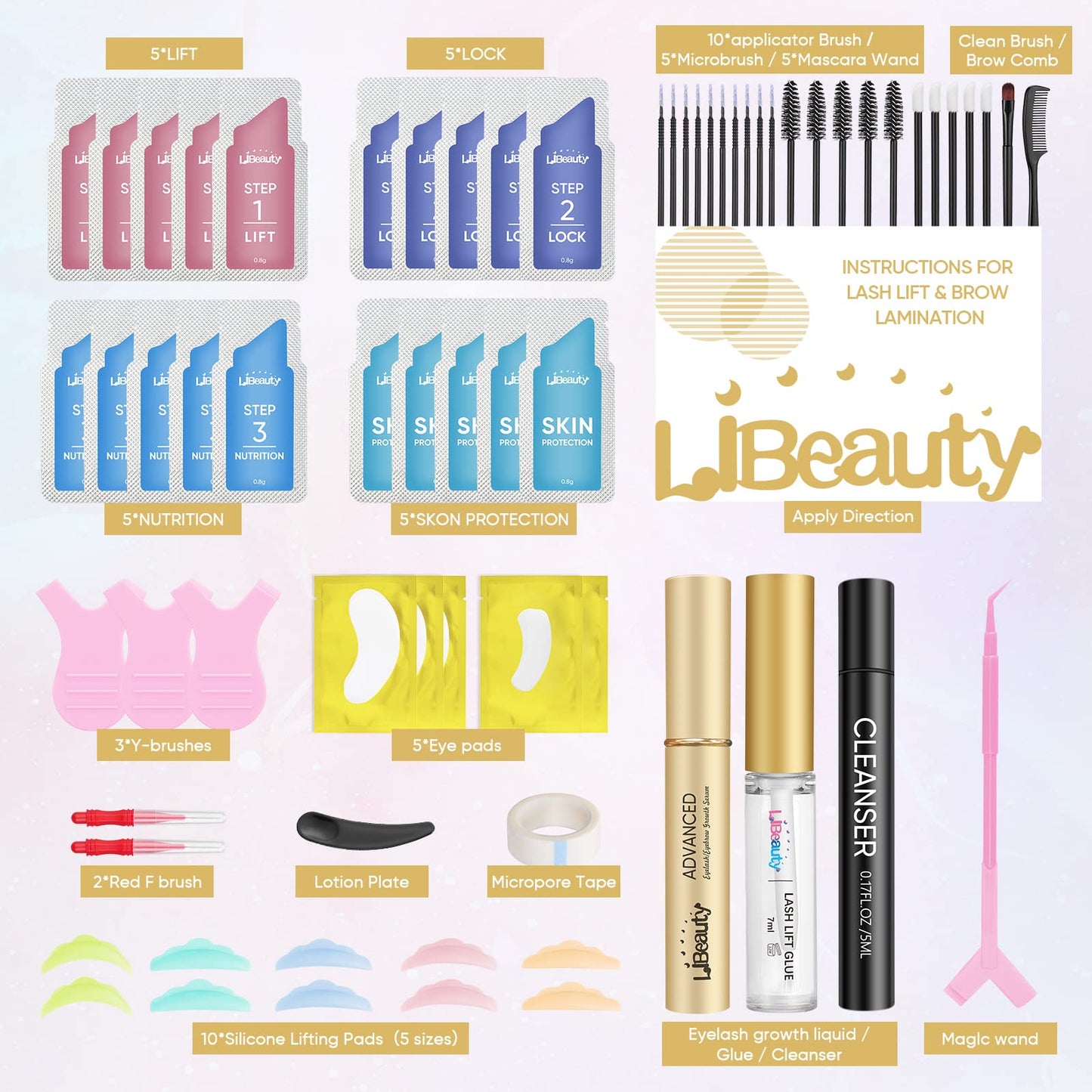 Libeauty Eyelash lift kit Brow Lamination Kit with Lash Growth Serum New Eyebrow Perm Kit Can Last 6-8 Weeks Home & Salon Use Black