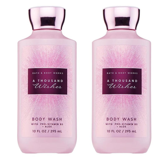 A Thousand Wishes Body Wash - Nourishing Cleanser with Pro-Vitamin B5 & Aloe | Prosecco & Peony Scent, 10 fl oz - 2 Pack
