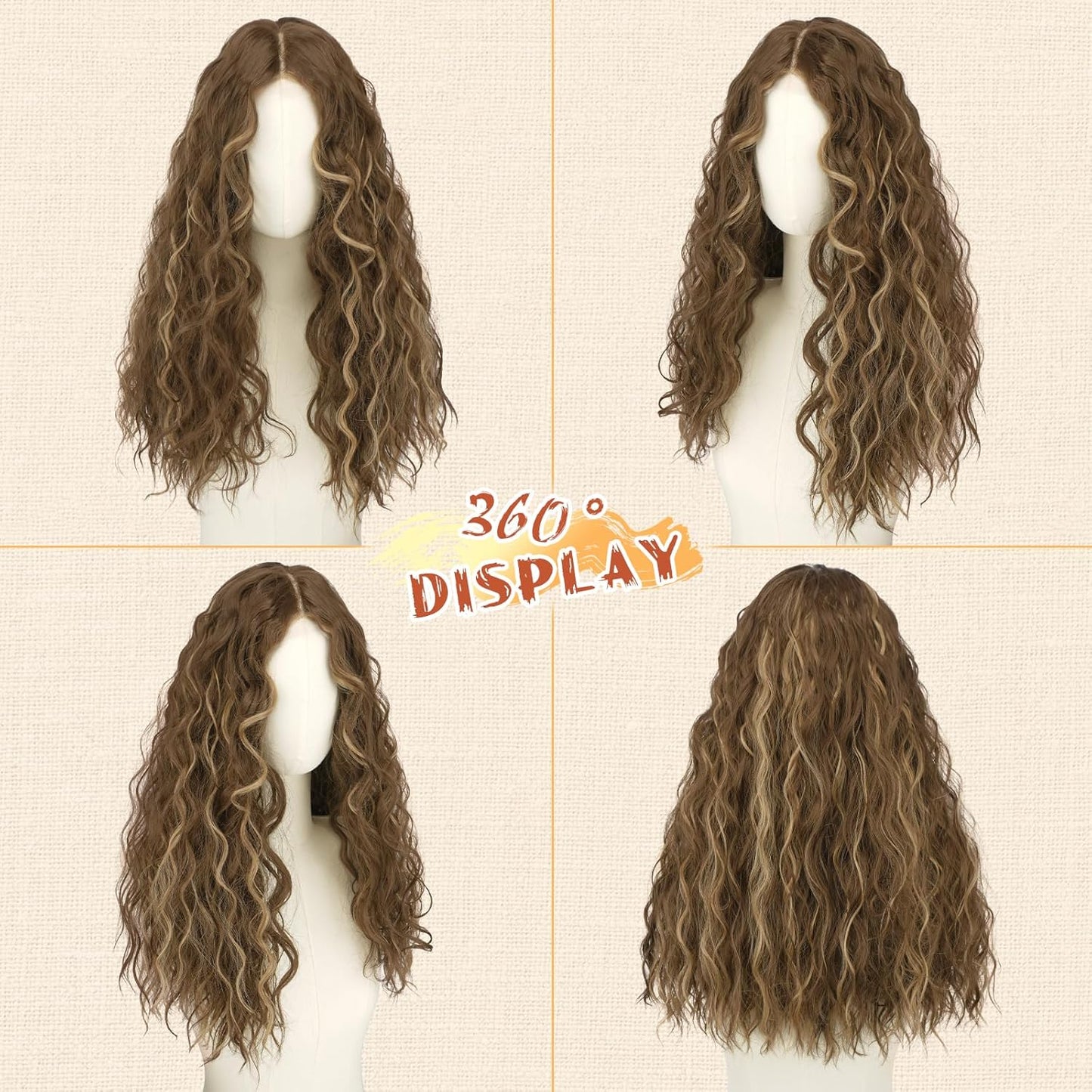Brown Lace Front Wigs for Women - Natural Hairline, Long Wavy Curly, 21 Inch | Glueless & Beginner Friendly
