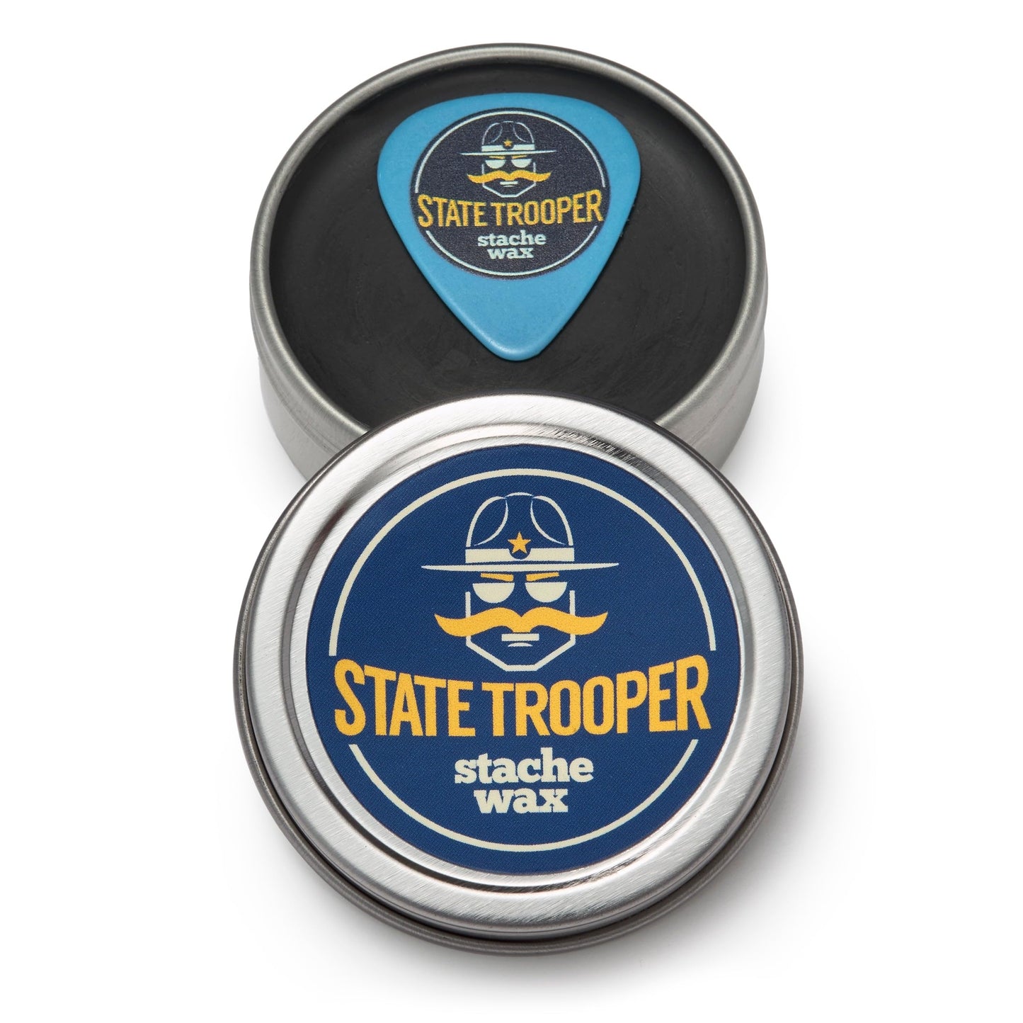 State Trooper Mustache Wax for Men – Light Black with Beeswax, Coconut Oil & Lanolin – Natural Moustache Grooming & Styling Wax with Citrus Scent - Nourishing Conditioner & Sculpting - One Ounce Tin