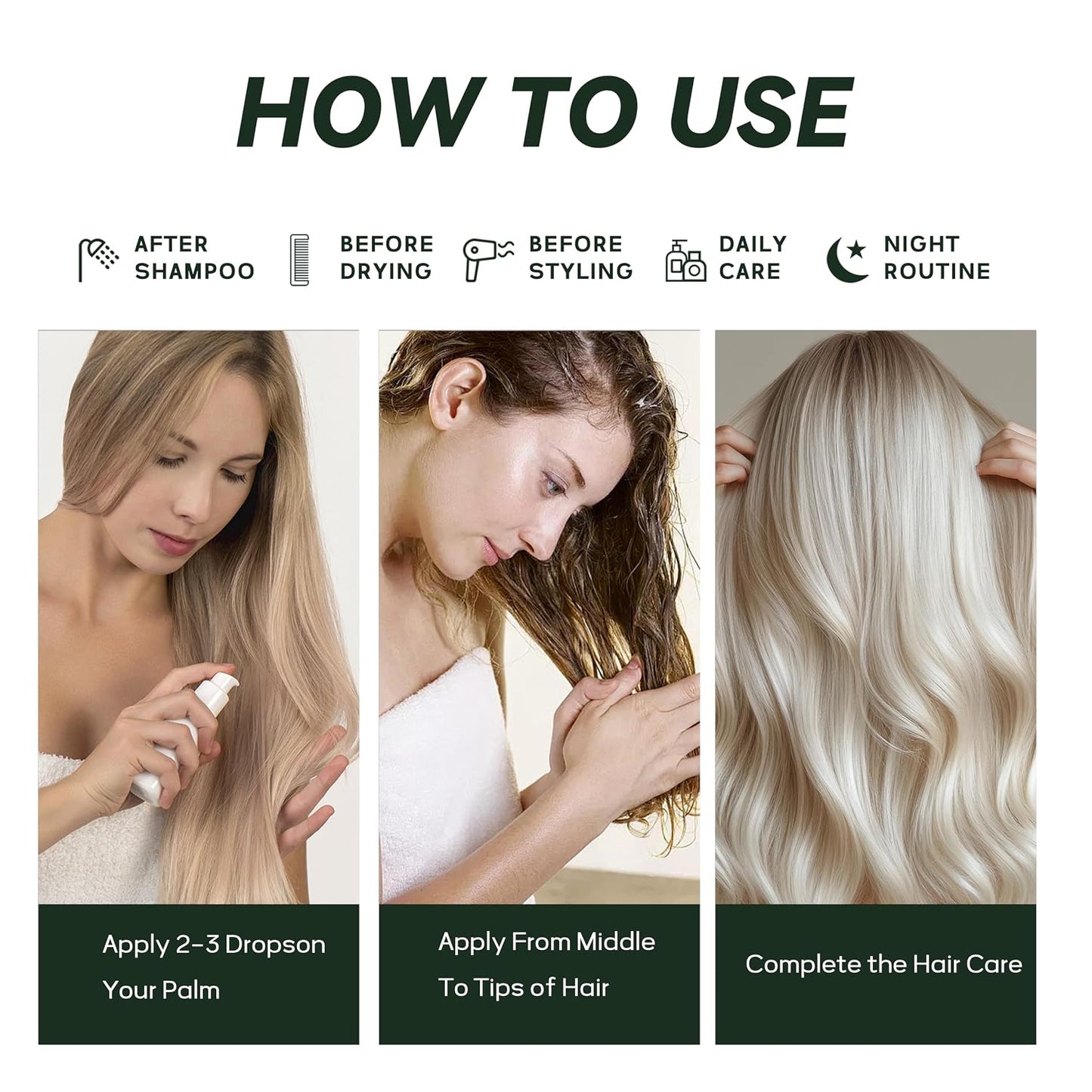 Botanical Hair Oil - Lightweight Leave-In Serum for Dry & Damaged Hair | Heat Protection, Frizz Control, Vegan (2 fl oz)