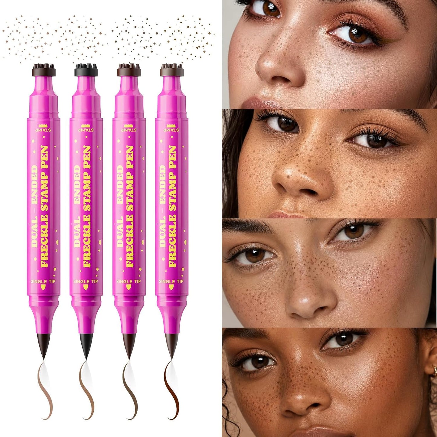Freckle Stamp Pen - Dual-Ended Waterproof Makeup Marker | Soft Sponge & Precision Tip for Realistic Freckles - 03 Deep Espresso Brown