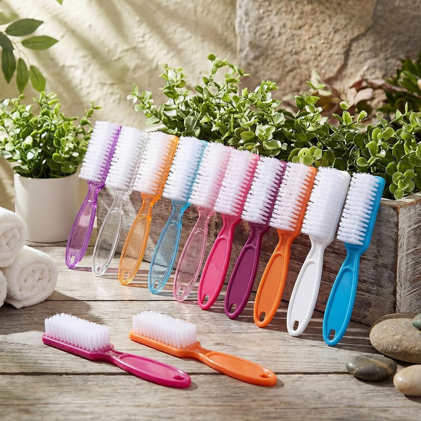 100 Pieces Handle Grip Nail Brush Set - Perfect for Cleaning Fingernails & Toes | 10 Vibrant Colors