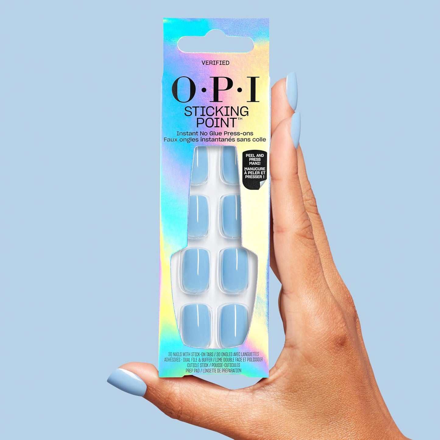 OPI Press On Nails - Instant No Glue Application | 30 Count with Adhesive Tabs - Short Round, Almond, Squoval Styles