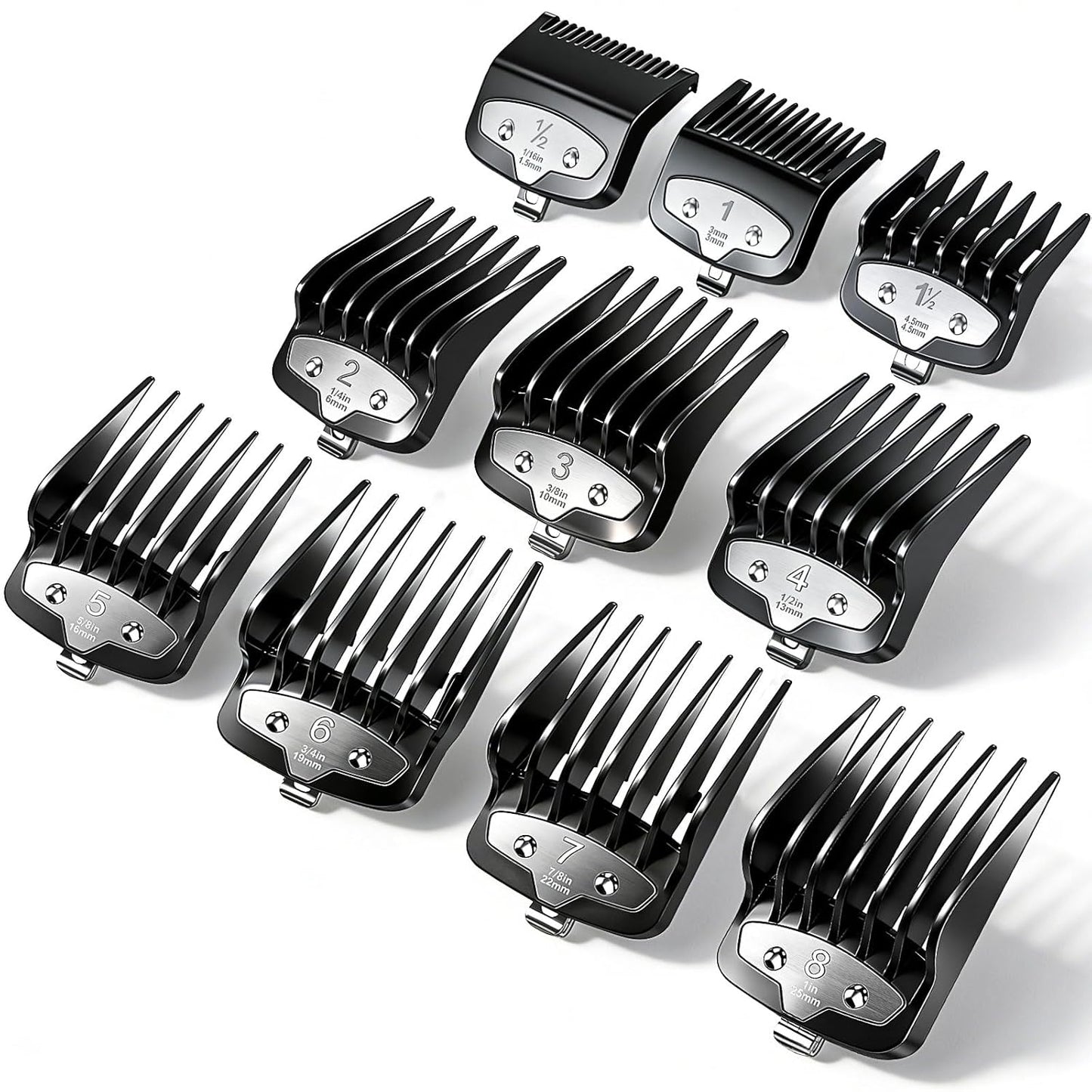 Wahl Clipper Guards Set - Replacement Cutting Guides for Precision Trimming | 10-Piece Set (1/16" to 1") - Black