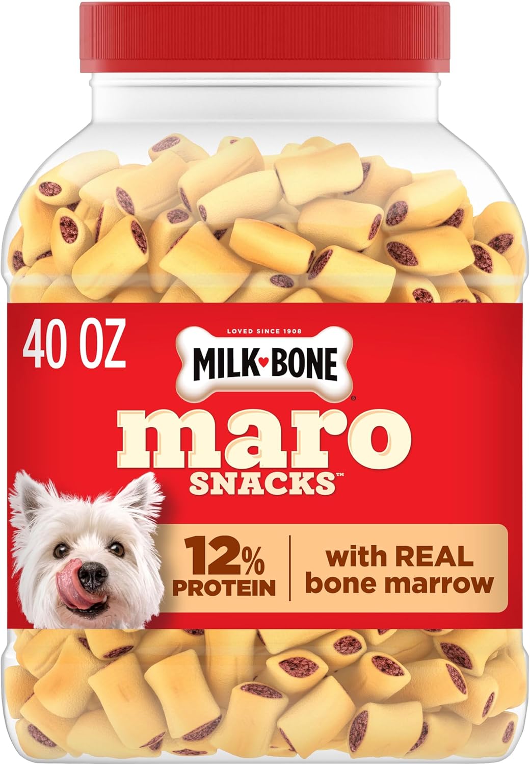 Milk-Bone MaroSnacks Small Dog Treats - Real Bone Marrow, 40 Oz Canister | Delicious & Nutritious