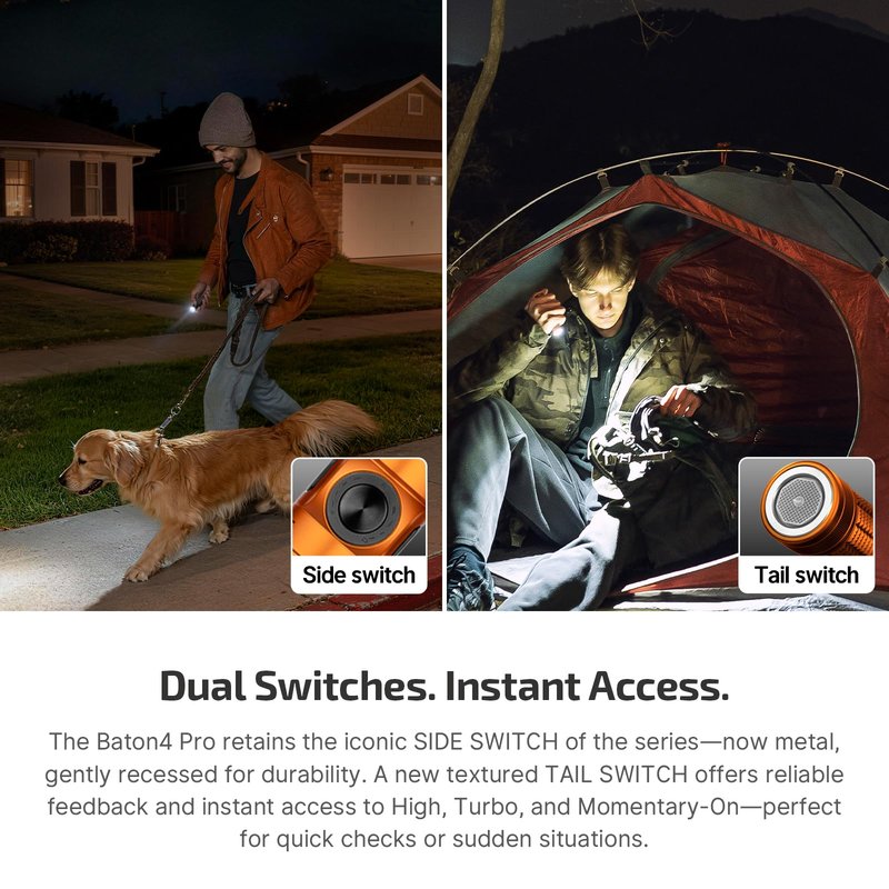 OLIGHT Baton4 Pro EDC Flashlight Rechargeable, 1600 Lumens Small Pocket LED Light with Tactical Switch and Magnetic & USB C Dual Charging, IPX8 for Home Use, Camping, Outdoor and Emergency (Orange)