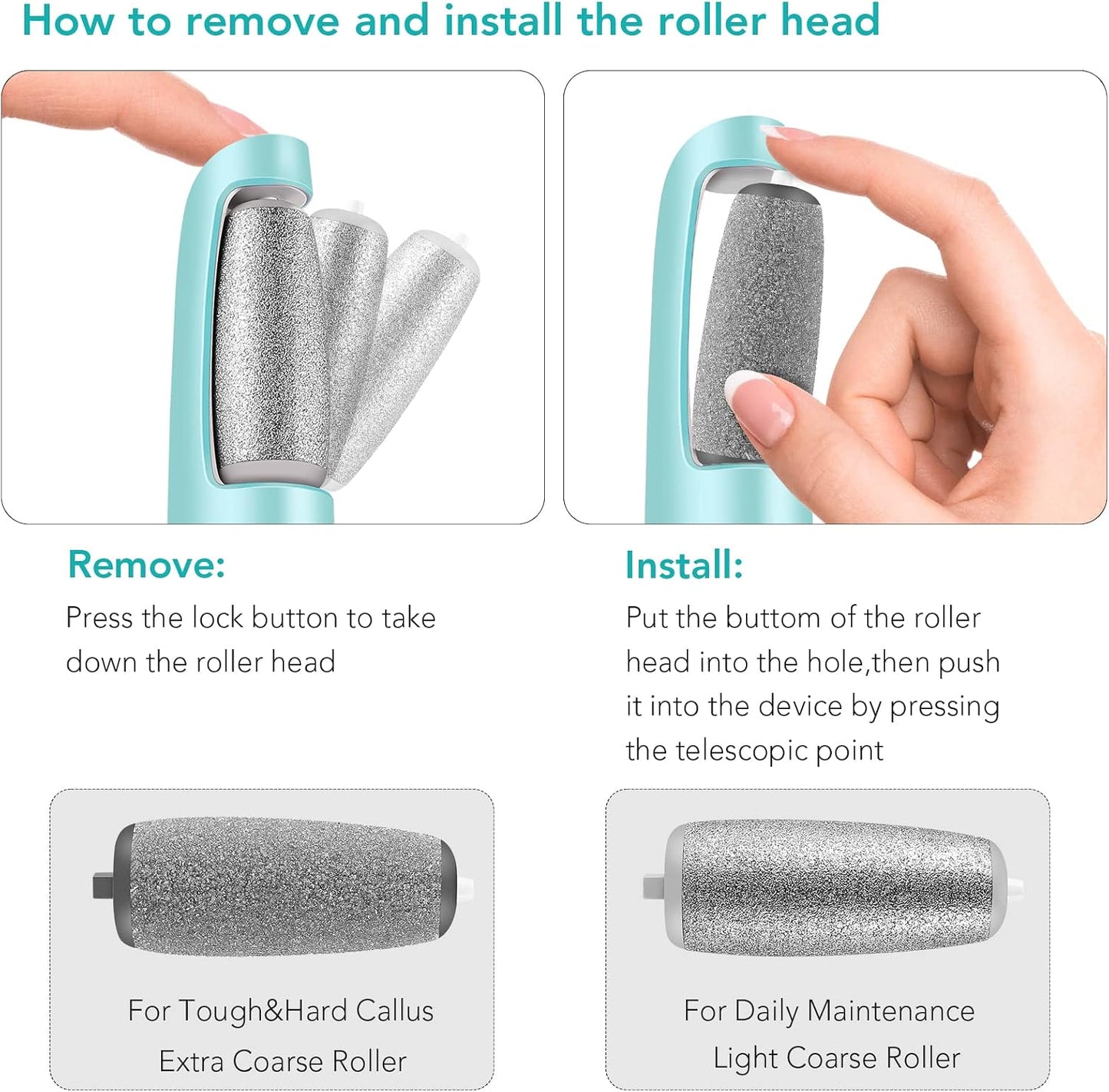 Electric Callus Remover - Professional Foot Scrubber Kit for Dry, Cracked Skin | At-Home Pedicure Spa Care (Blue)