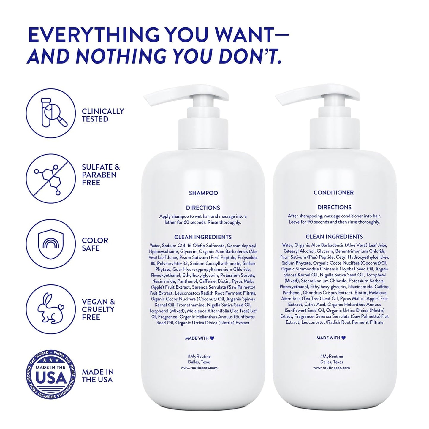 Anti-Thinning Shampoo & Conditioner Set | Biotin DHT Blocker for Thinning Hair - Color Safe, Coconut & Vanilla