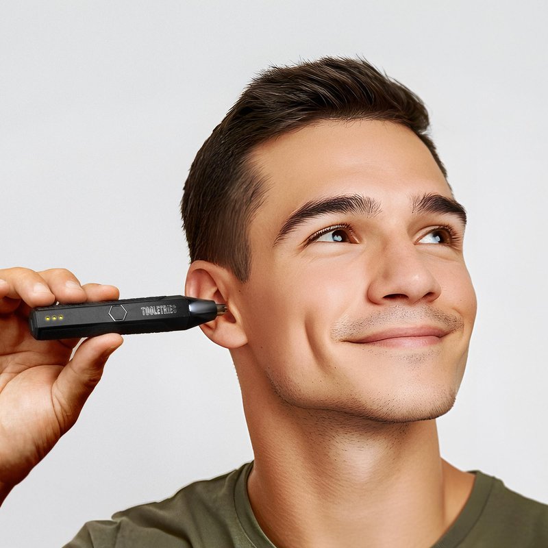 TOOLETRIES The Ranger - Electric Nose & Ear Hair Trimmer for Men, Wet/Dry Nose Clippers with Stainless Steel Blades, Waterproof, Rechargeable Li-Ion Battery, LED Spotlight, Travel Lock - Black