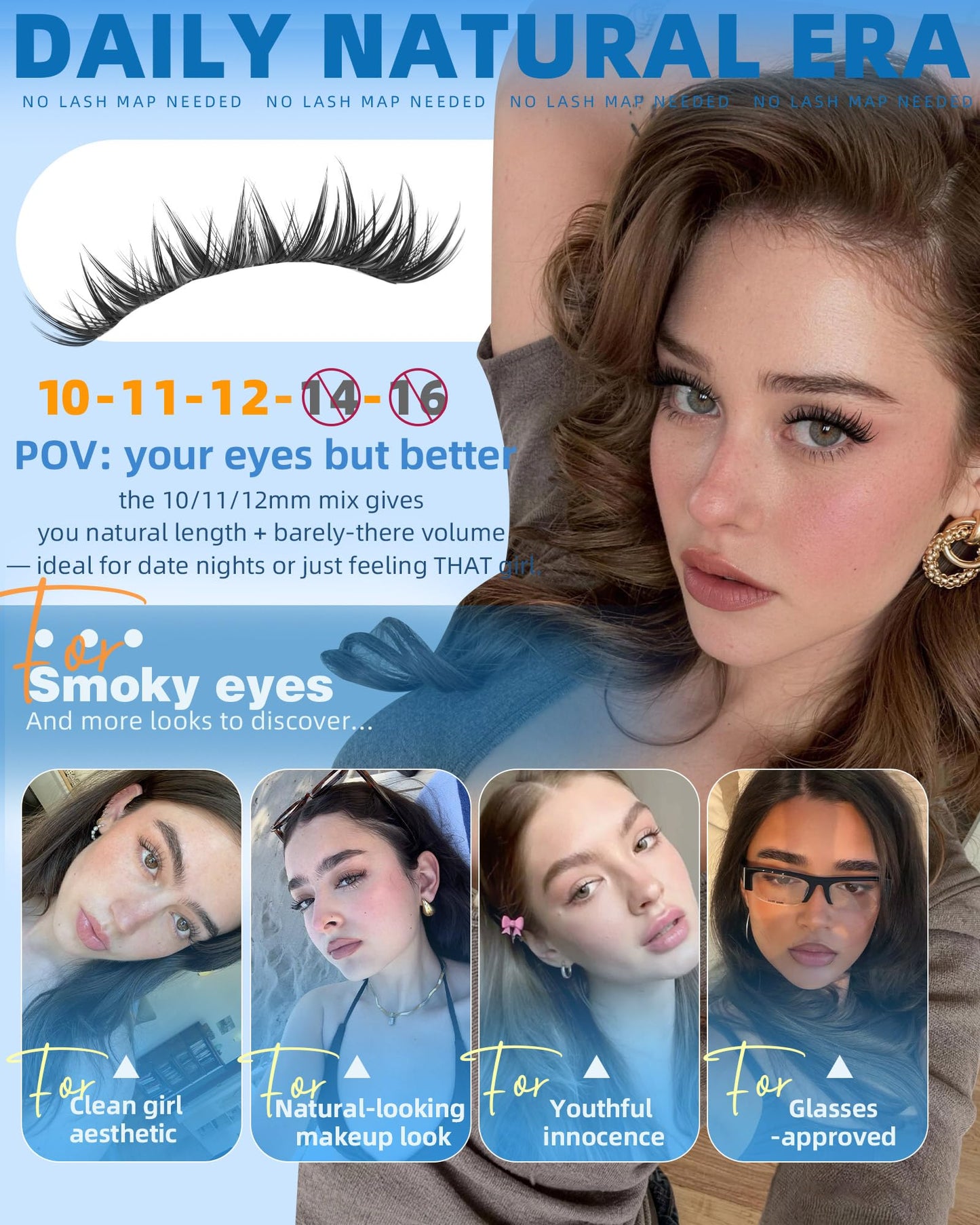 Wispy Lash Clusters Bunny Eyelash Clusters Spikes 10MM 11MM 12MM Natural Cluster Eyelash Extensions Manga Individual Lashes Anime Doll Cluster Lashes for Daily Wear 104Pcs