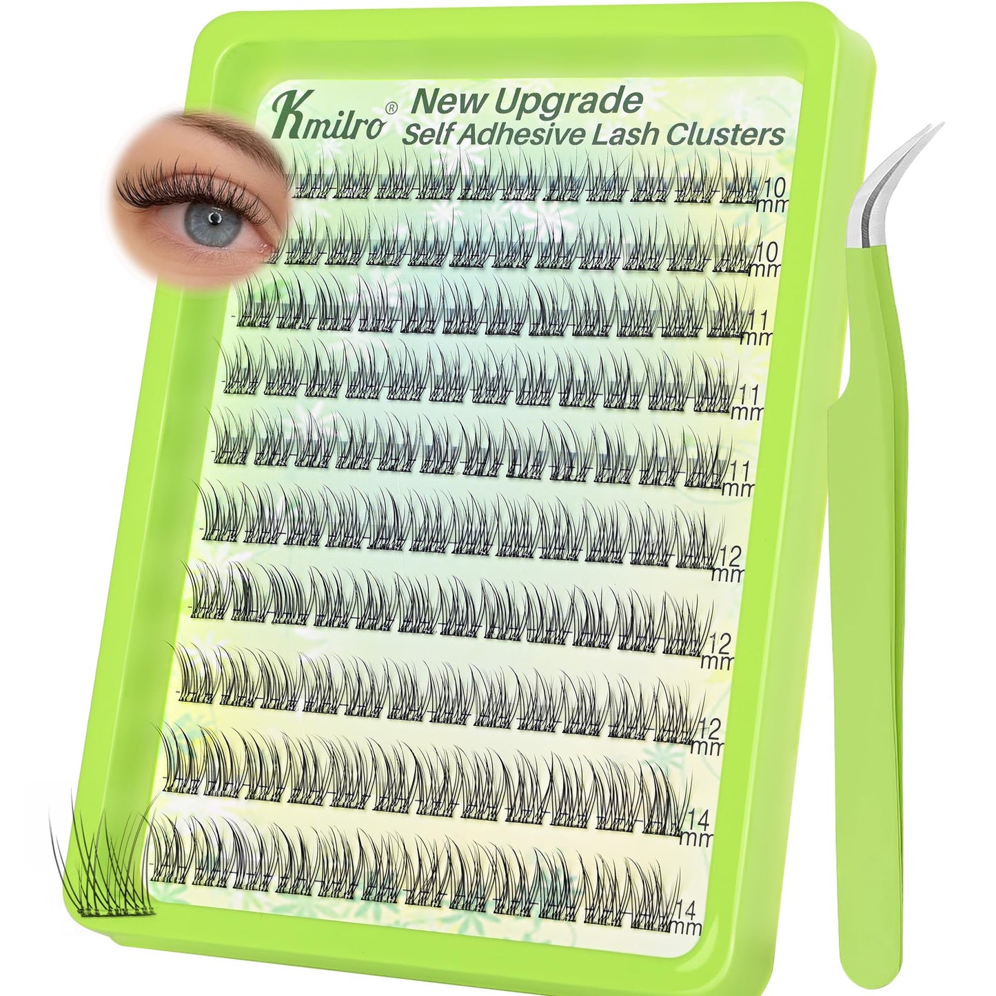 Self Adhesive Eyelashes Natural Wispy Lash Clusters 10-11-12-14mm Mixed Lengths 120Pcs No Glue Reusable Self-Stick Lashes with Enhanced Adhesive, Everyday Wear, Replacement for Kmilro