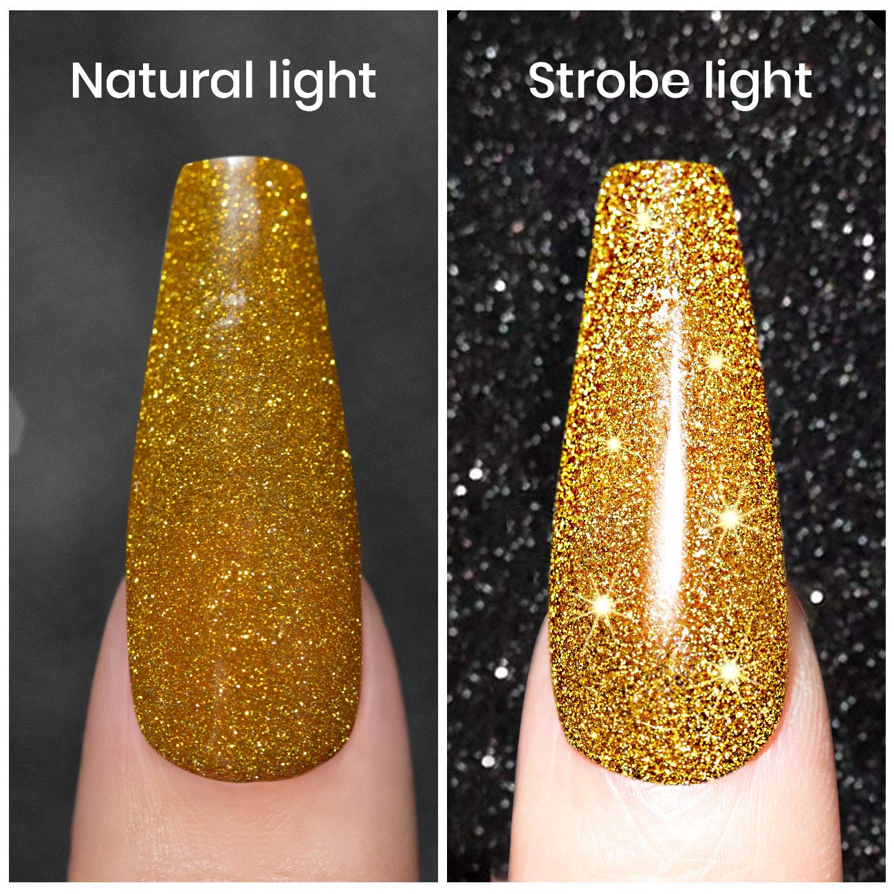 Glitter Gel Nail Polish, Gold Diamond Gelpolish Spark Shiny Nail Art Soak Off U V L E D Lacquer Gel Nail Starter Manicure Salon DIY at Home RAR82