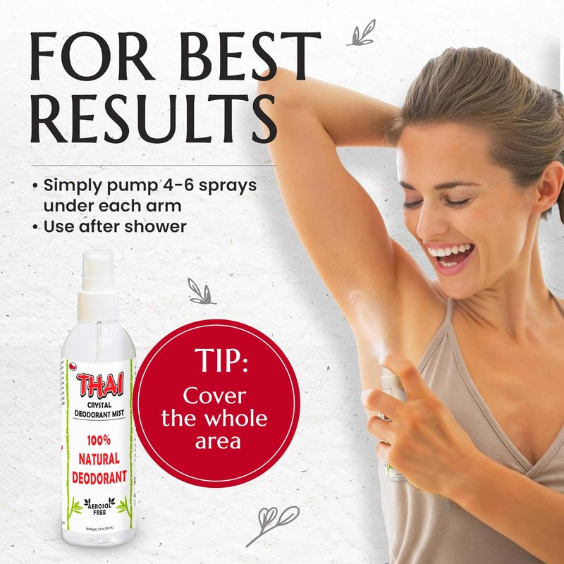2-PACK Thai Crystal Deodorant Mist Spray (8 oz) – Whole Body Mineral Salt Deodorizer for Men, Women & Athletes – Unscented, Travel & Gym-Friendly