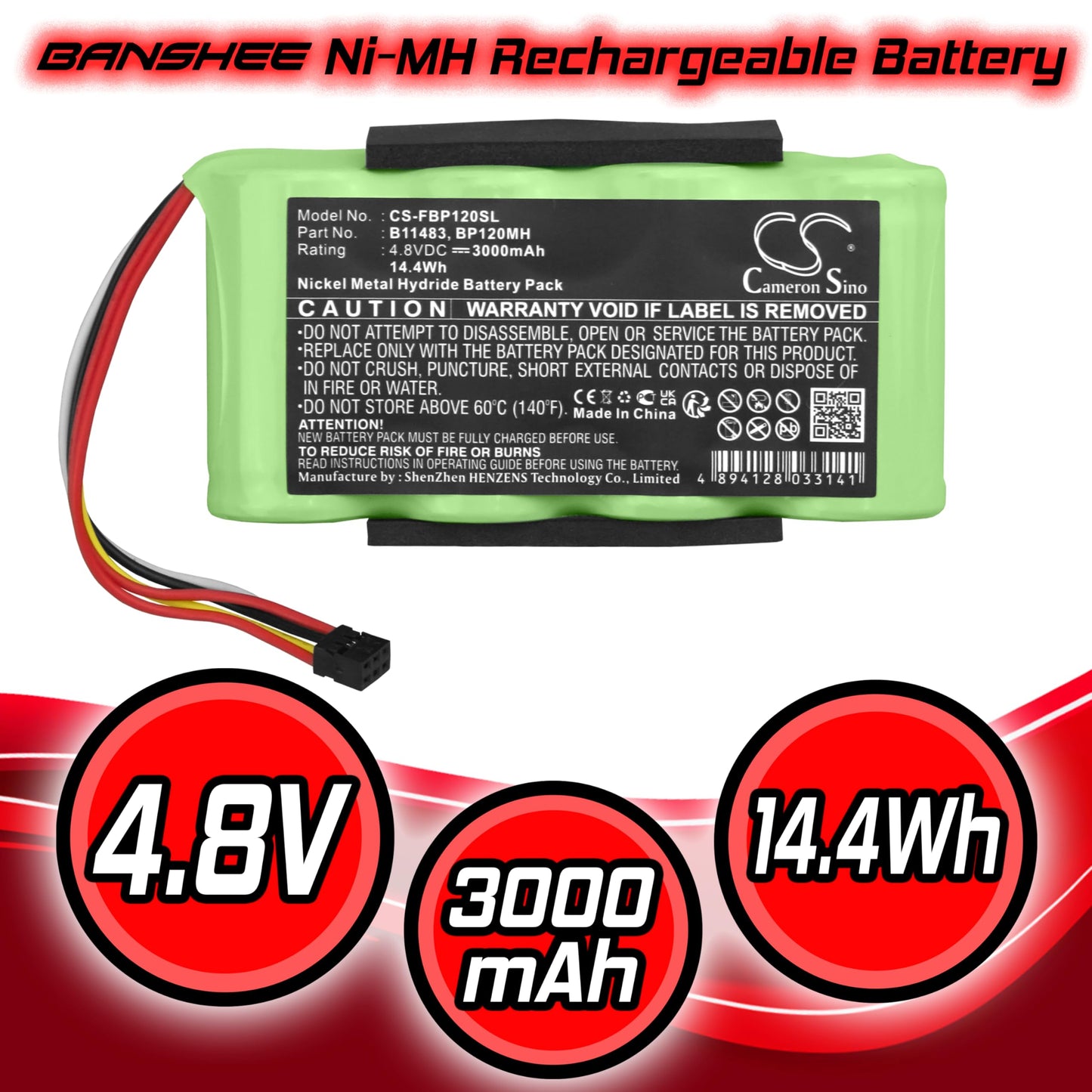 B11483, BP120MH Battery for Fluke 123, Fluke 43, Scopemeter 120 Power Quality Analyzers, 3000mAh - Sold by smavco