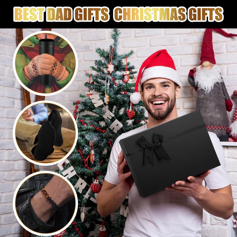 Skylety 13 Pcs Birthdays Gifts Baskets for Men Father Gift for Men Birthdays Gift Box 16 oz Tumblers Wallet Toiletry Bag Sock Bottle Opener Belt Bracelet Glasses Pen for Father's Day Dad Husband