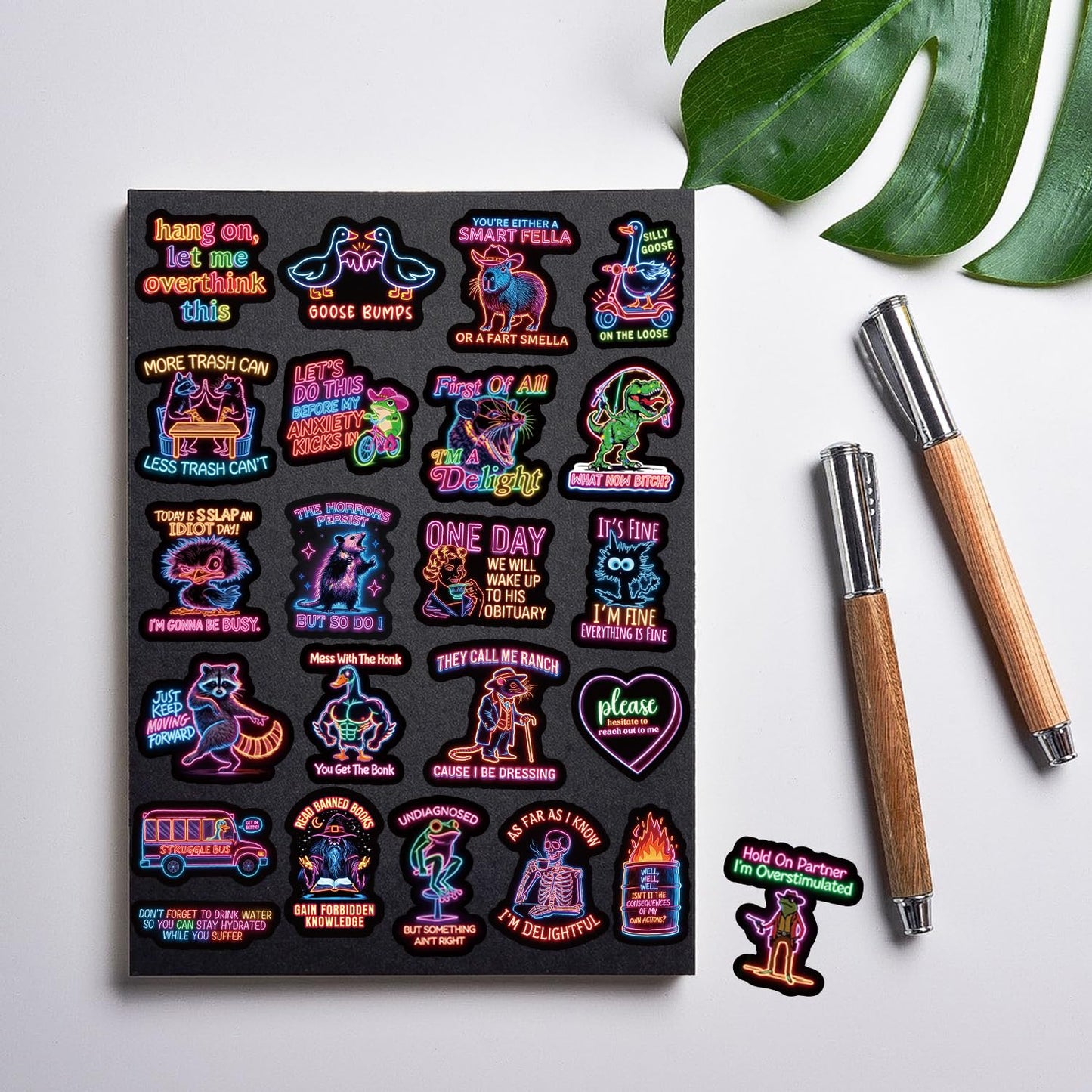 120PCS Funny Neno Stickers for Adults, Hilarious Stickers Pack, Waterproof Vinyl Sarcastic Meme Decals for Laptop, Water Bottle, Phone, Kindle, Journal, Scrapbook, Bumper, Luggage, No Repeats