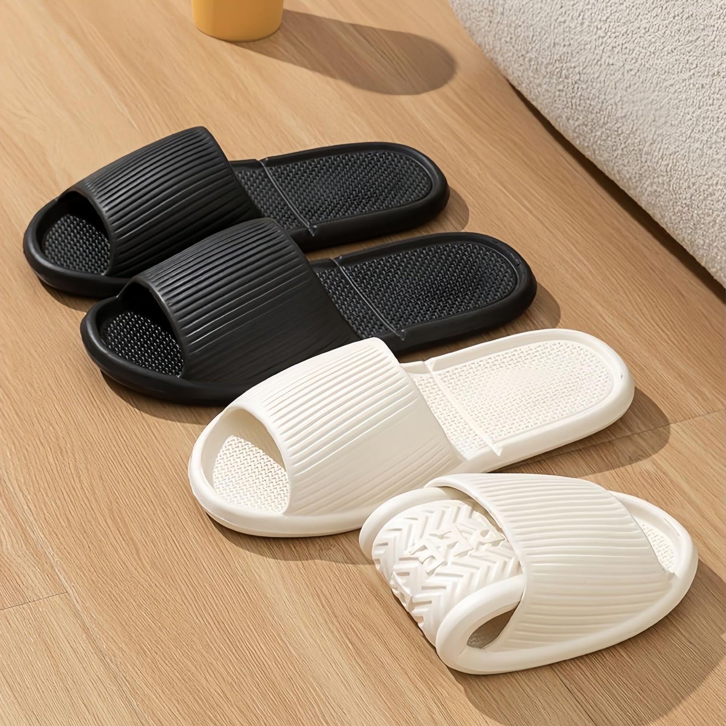 LUNASCULP Shower Shoes Travel Foldable Portable Non Slip Slippers for Hotel Guests Swimming Spa Unisex Men Women Lightweight EVA Bathroom Slides Quick Drying Water Resistant Footwear