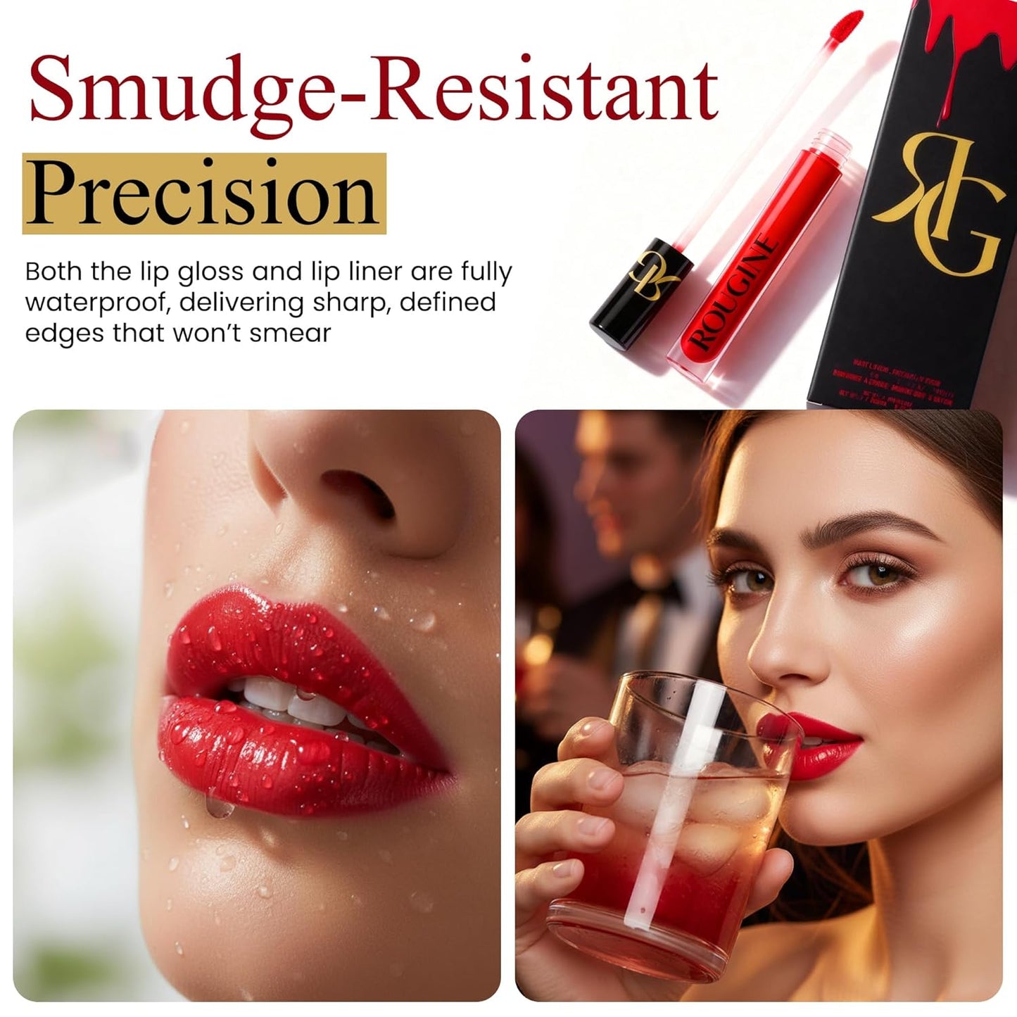 Matte Lipstick & Lip Liner Combo - All Day Wear Red Love Shade | Long-Lasting, Waterproof, Smudge-Proof Formula with Vitamin E & Shea Butter