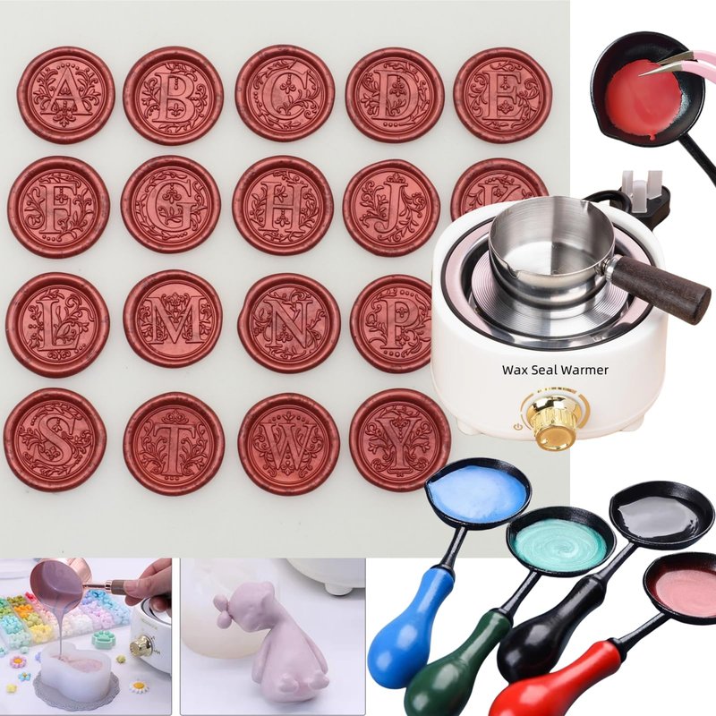 Wax Seal Warmer Electric, White Sealing Wax Furnace Kit Includes 1Pcs 80ml Large Spoon and 1Pcs Non-Slip Spoon Sealings Stamp Melting Warmer Great Tool for Melt Waxs Seals Sticks Beads (White)
