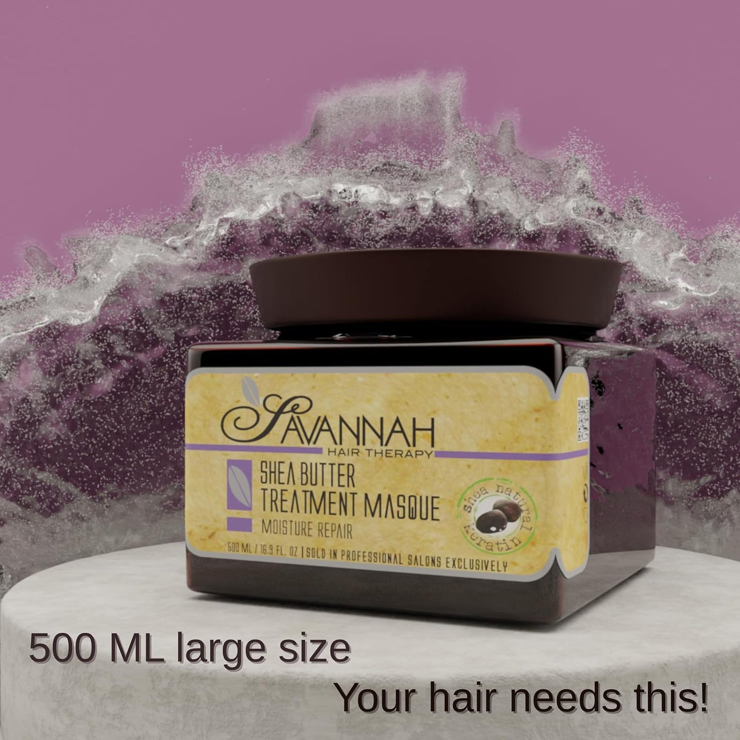 Keratin Hair Mask - Deep Conditioning Treatment for Dry, Damaged Curly Hair | Shea Butter & Vitamins A, E, F - 16.9 oz