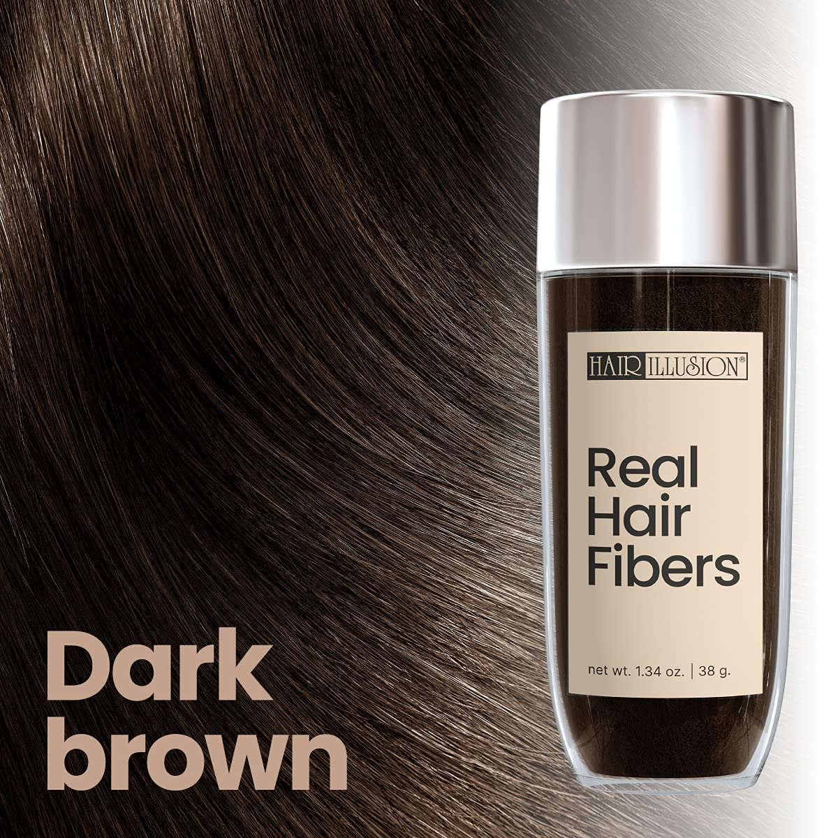 Hair Illusion Combo Kit - Hair Fiber Spray & Applicator Set | Brown, 38g