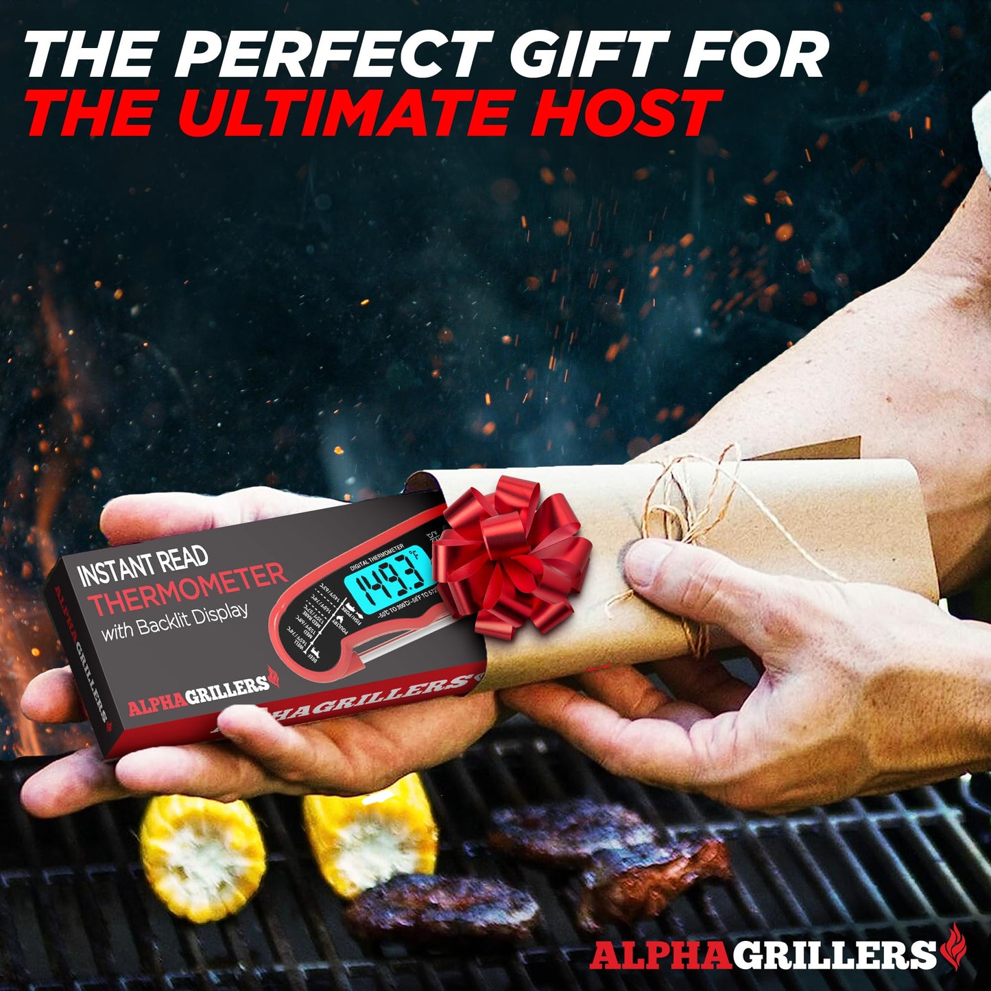 Alpha Grillers Meat Thermometer Digital – Instant Read Food Thermometer for Cooking & Grilling – Professional Kitchen Birthday Gifts for Men, Him, Dad, Husband, Boyfriend