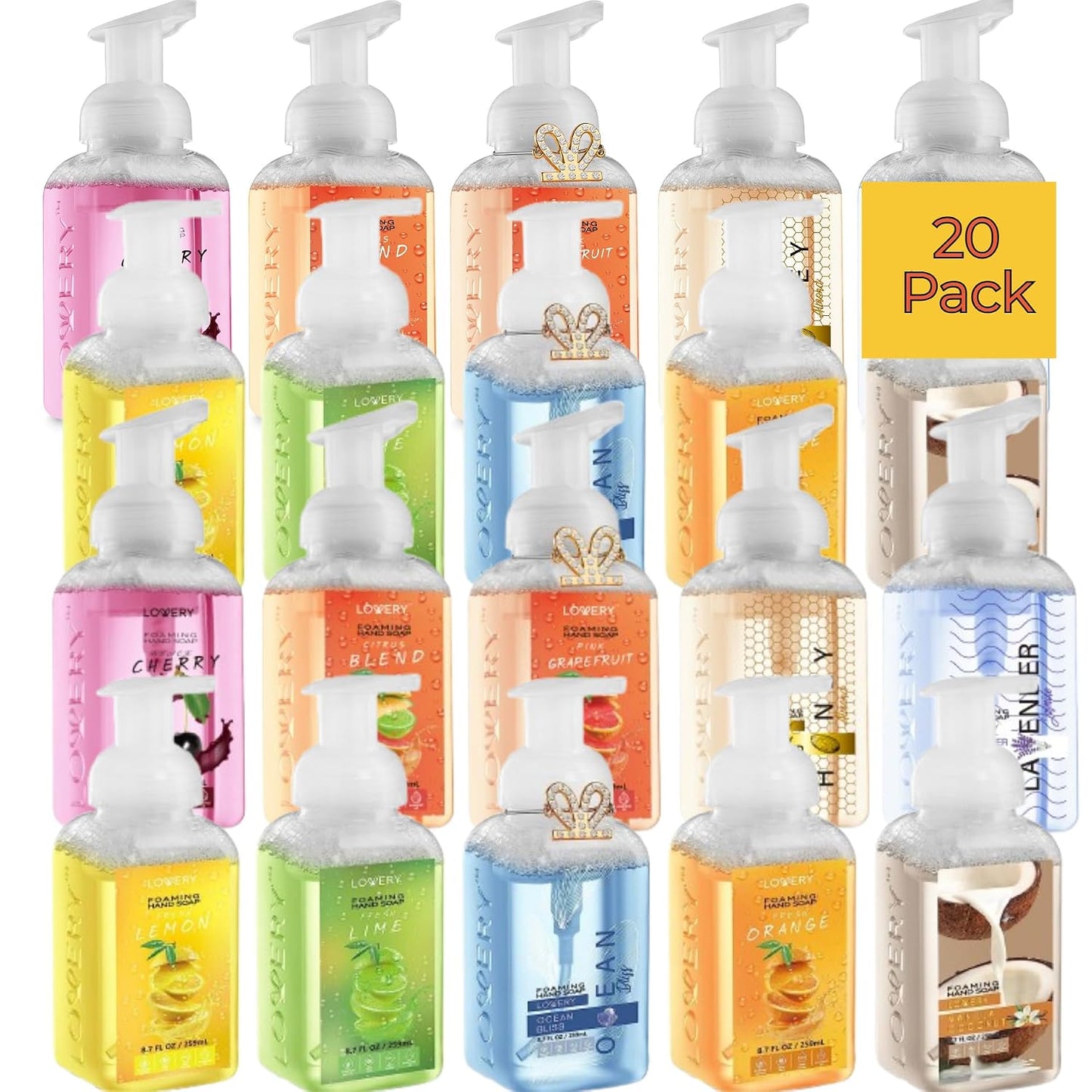 Moisturizing Foaming Hand Soap Pump - 5-Pack | Aloe Vera & Essential Oils, Citrus Blend Fragrances for Kitchen & Bathroom